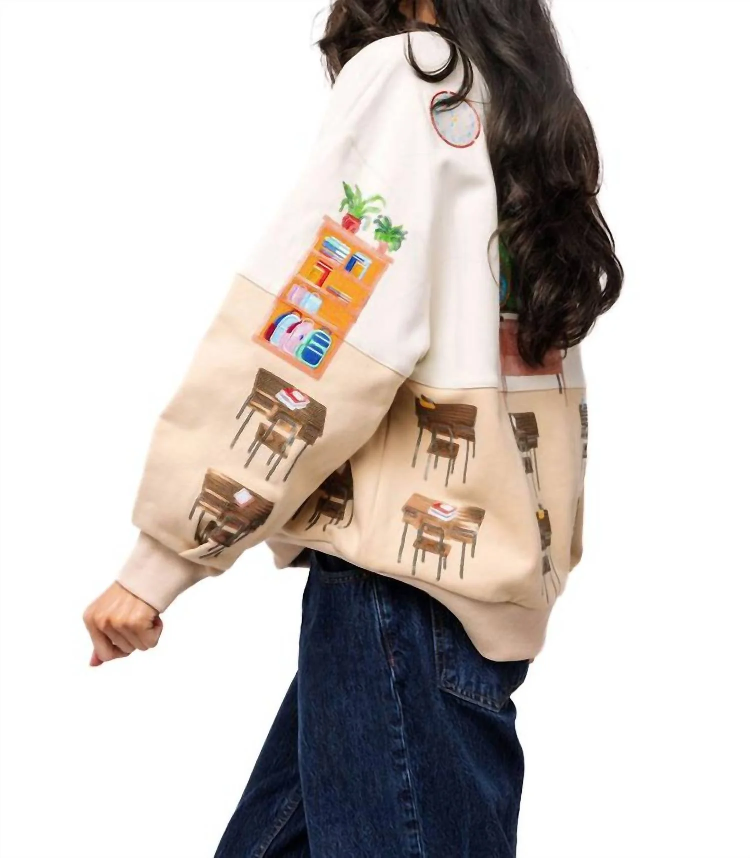Classroom Scene Sweatshirt In Multi - Image 4