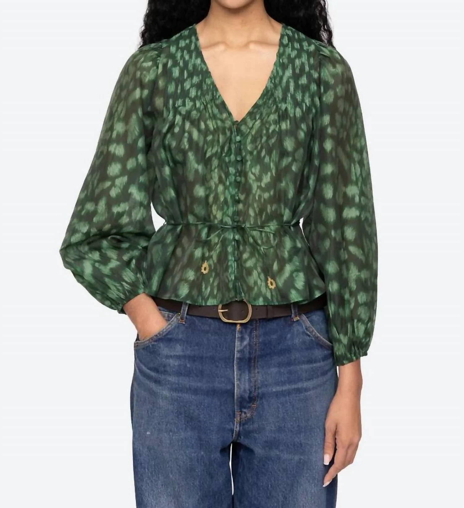 Claude Leopard Print Top In Green