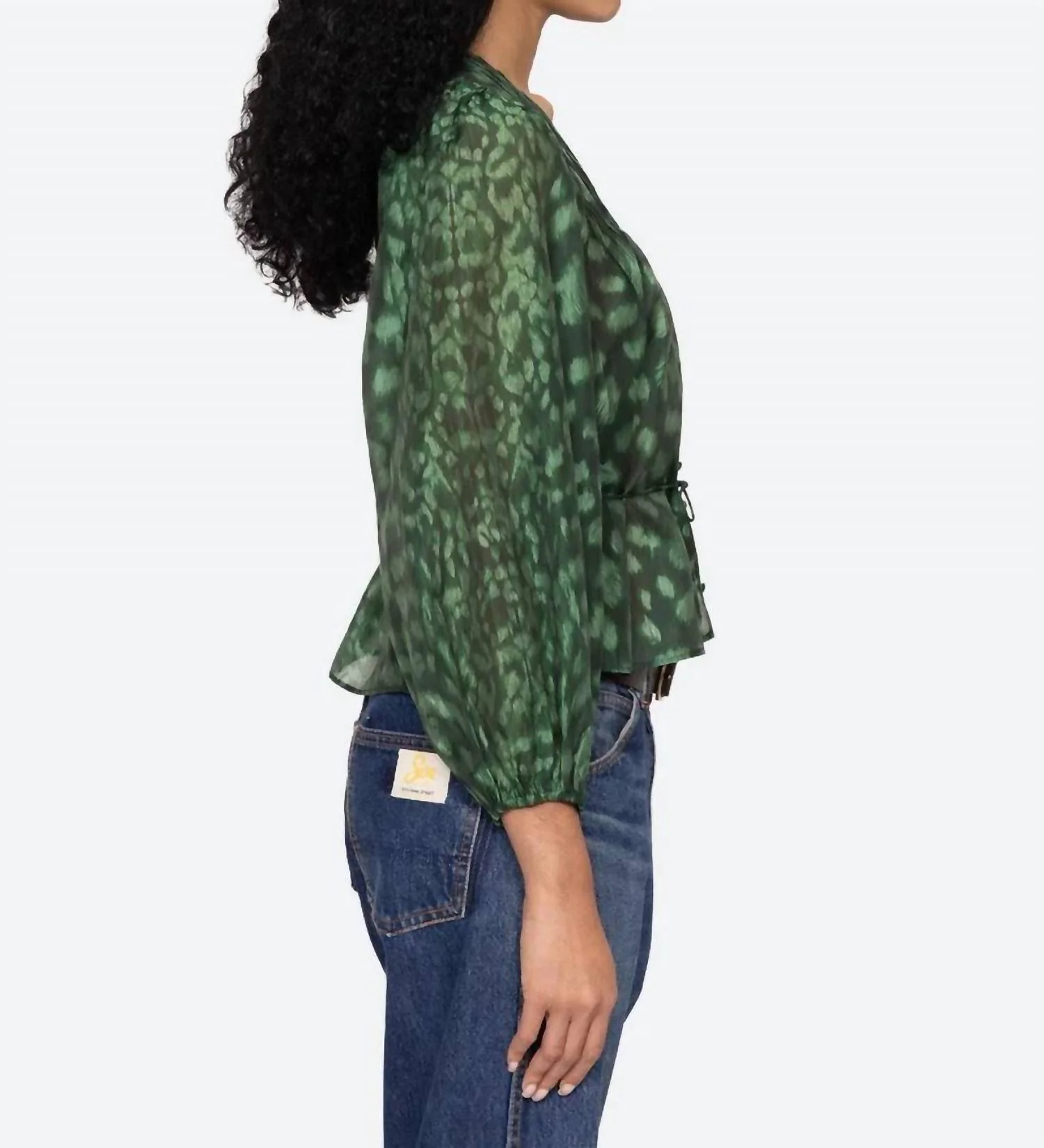 Claude Leopard Print Top In Green - Image 3