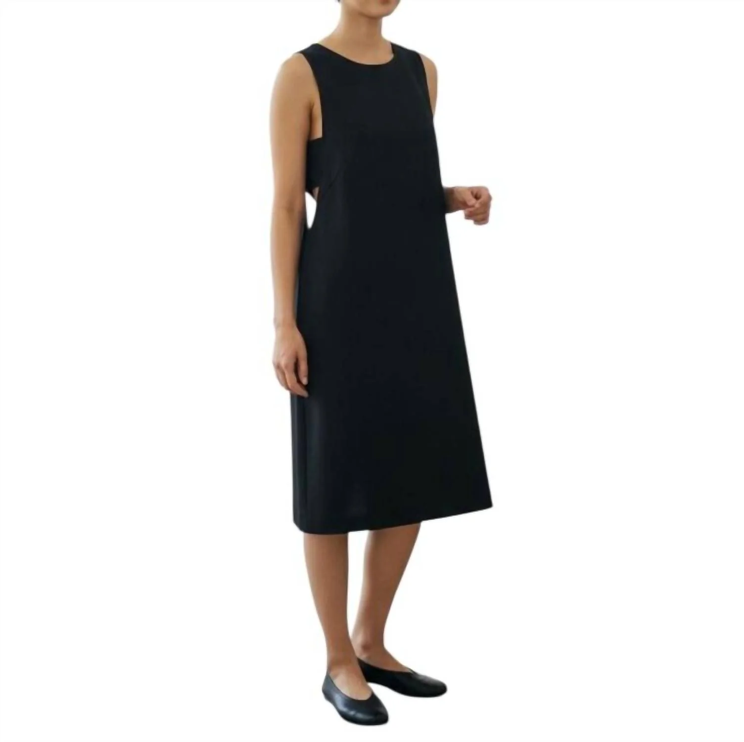 Clementine Silk Sleeveless Shift Dress In Black