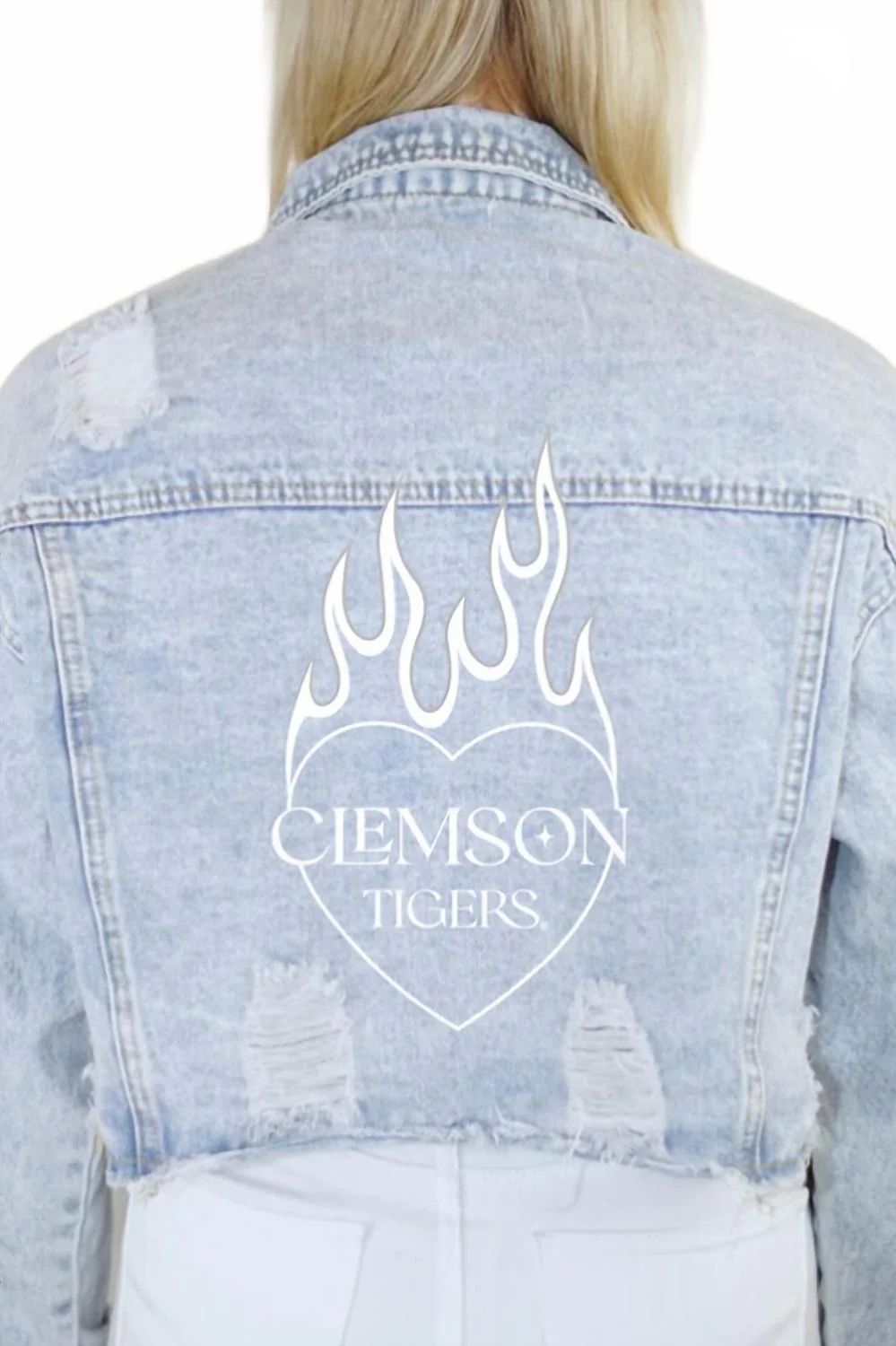 Clemson Tigers Perfect Match Denim Jacket In Light Wash - Image 2