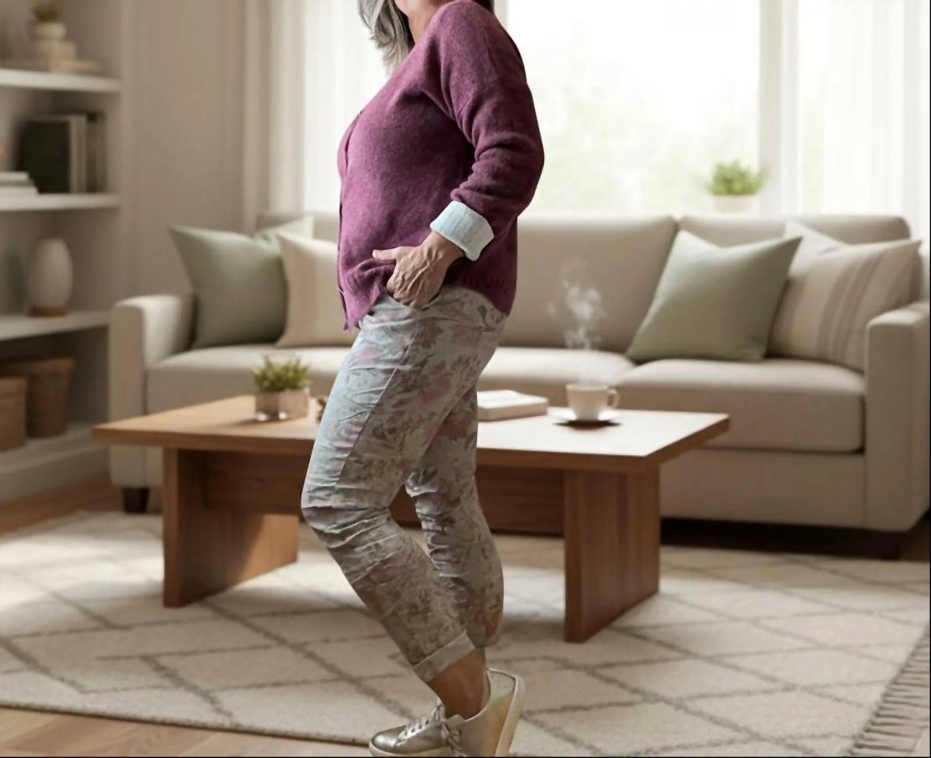 Cloudfall V-Neck Cardigan In Mulberry - Image 2