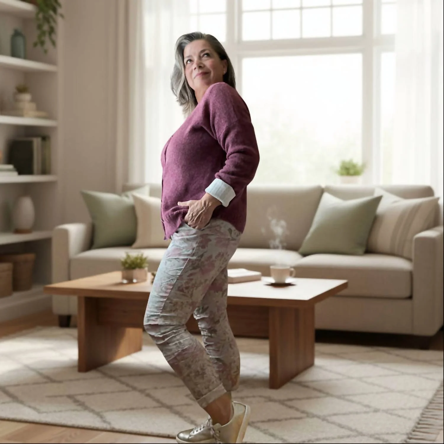 Cloudfall V-Neck Cardigan In Mulberry - Image 3
