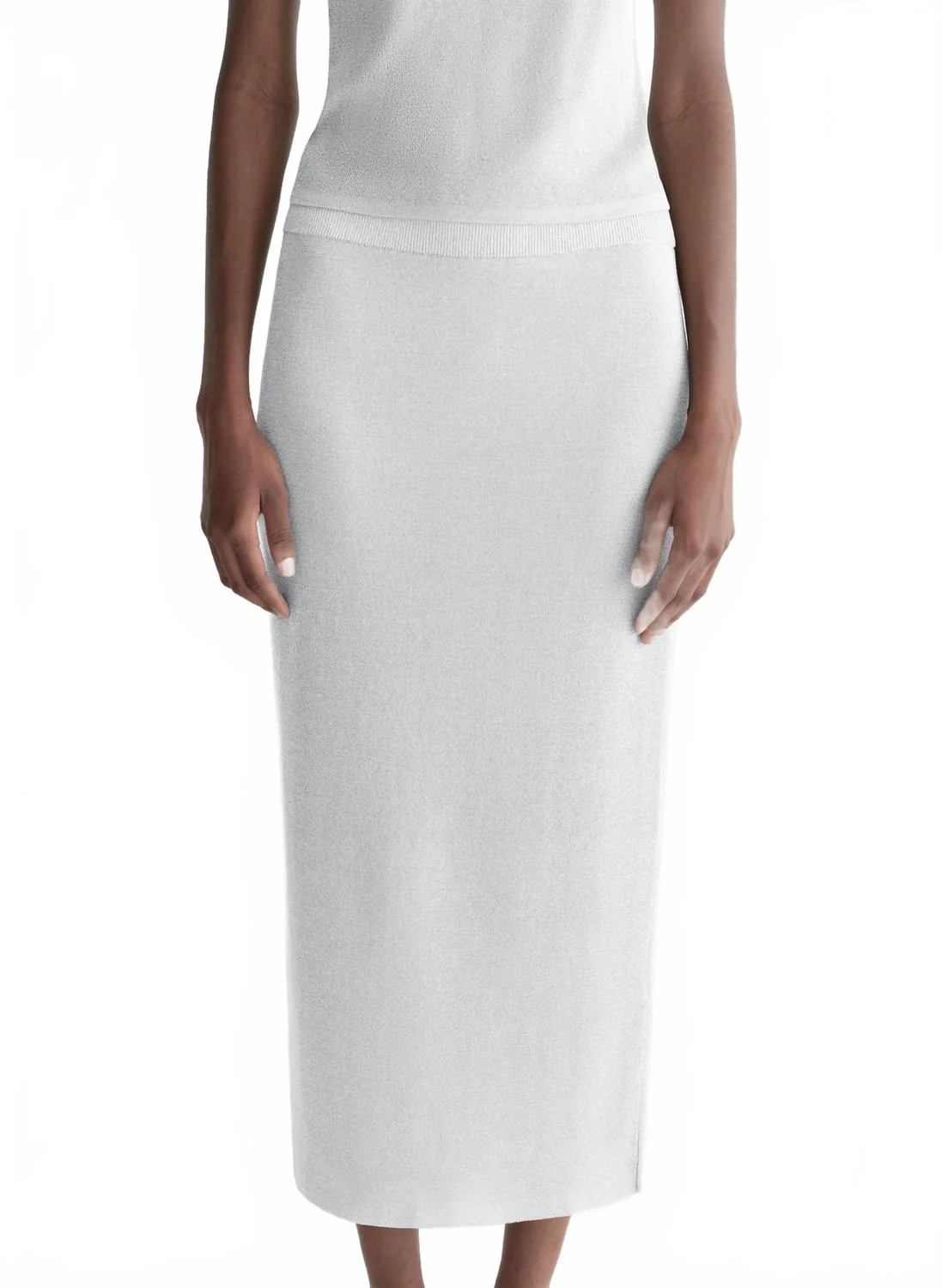 Clover Metallic Knit Midi Skirt In Mercury - Image 4