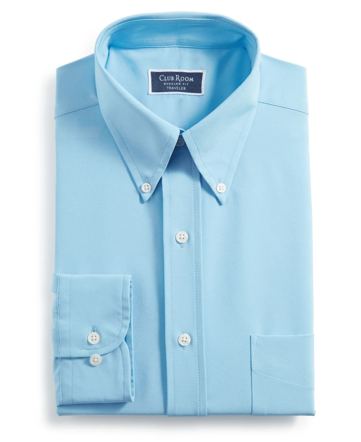 Club Room Traveler Dress Shirt Men's Placid Blue Button-Down FTS339