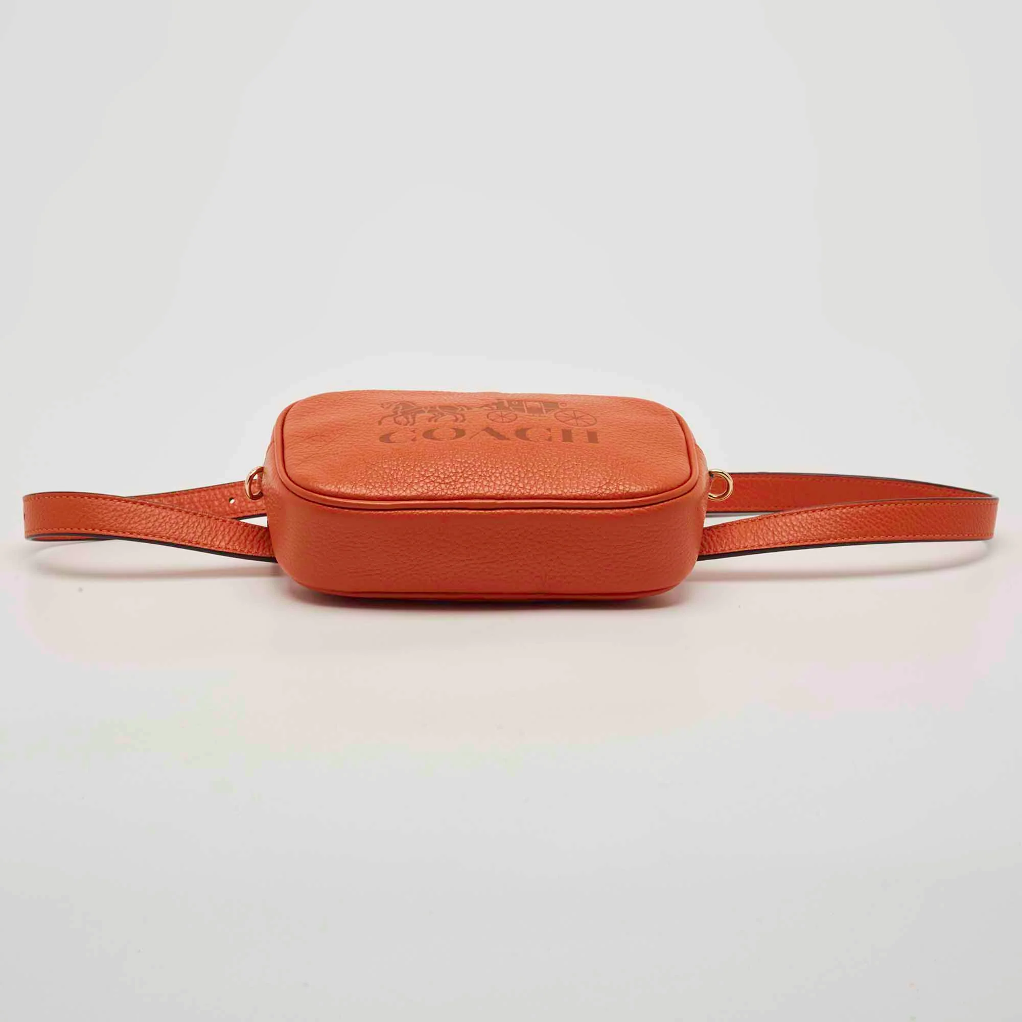 Coach Jes Orange Leather Convertible Belt Bag - Image 6