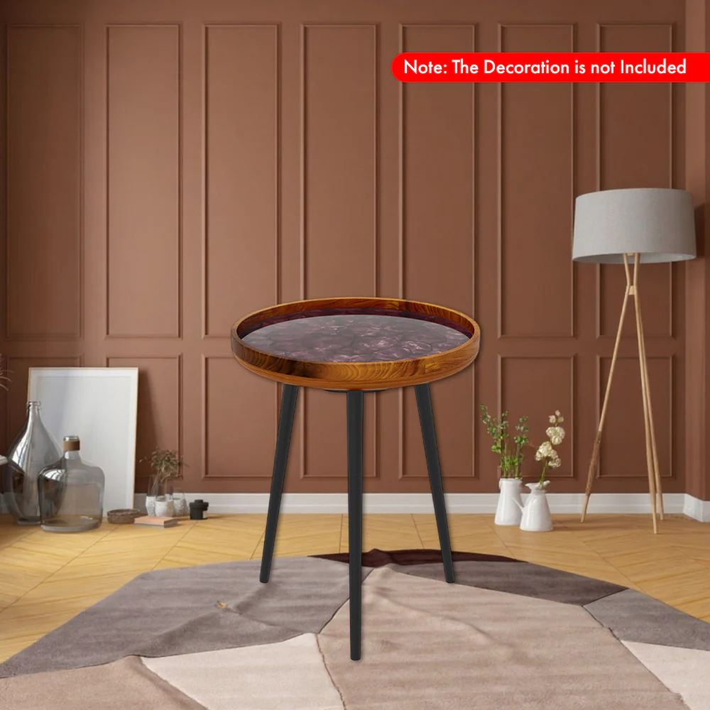 Coastal Style Round End Table with Embedded Sea Shell Accents - Image 2
