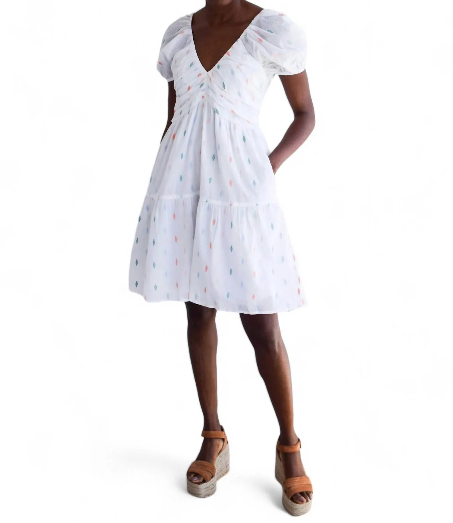 Coco India Medallion Dress In White/multi