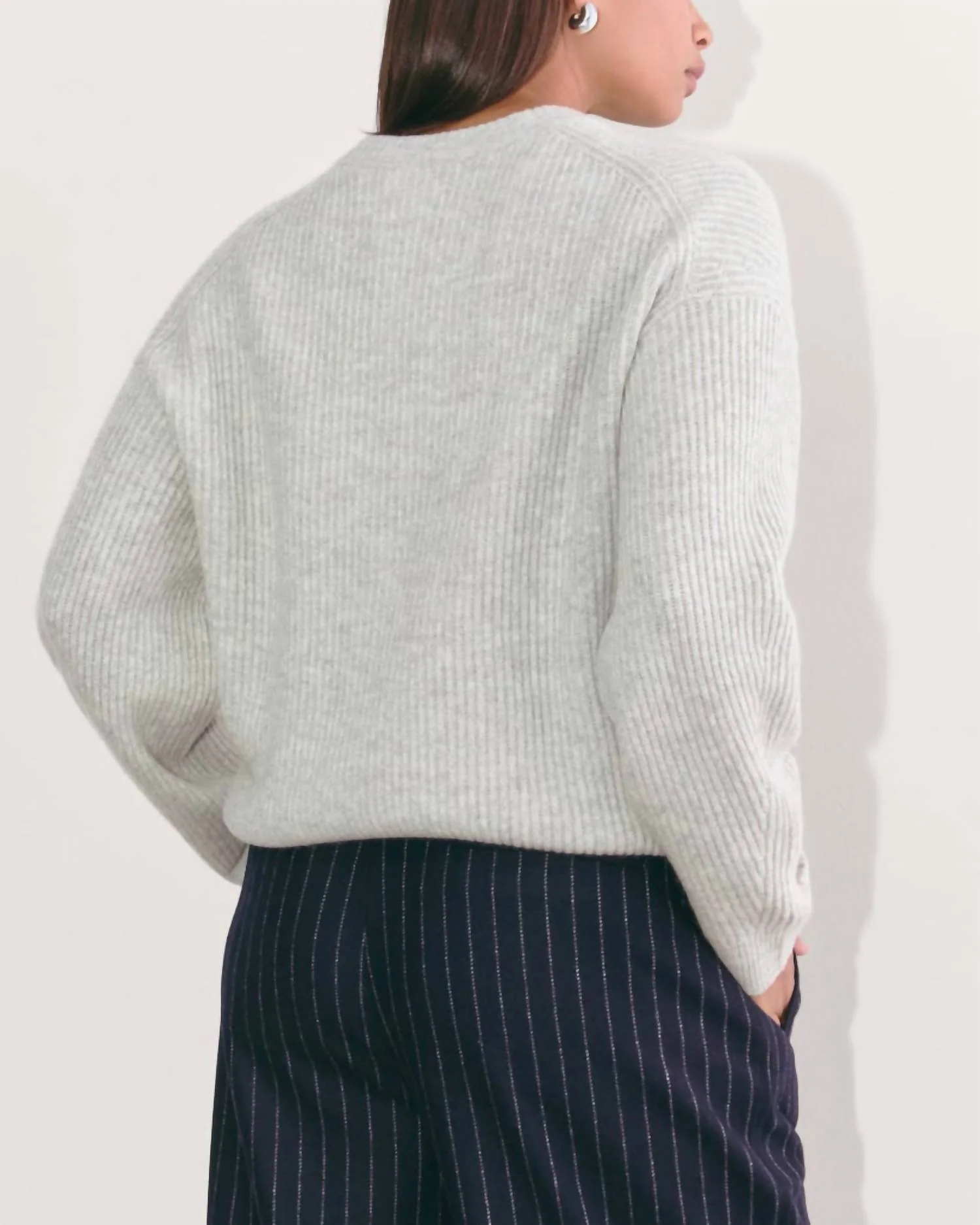 Cocoon Crew Wool Cashmere Sweater In Light Gray - Image 3