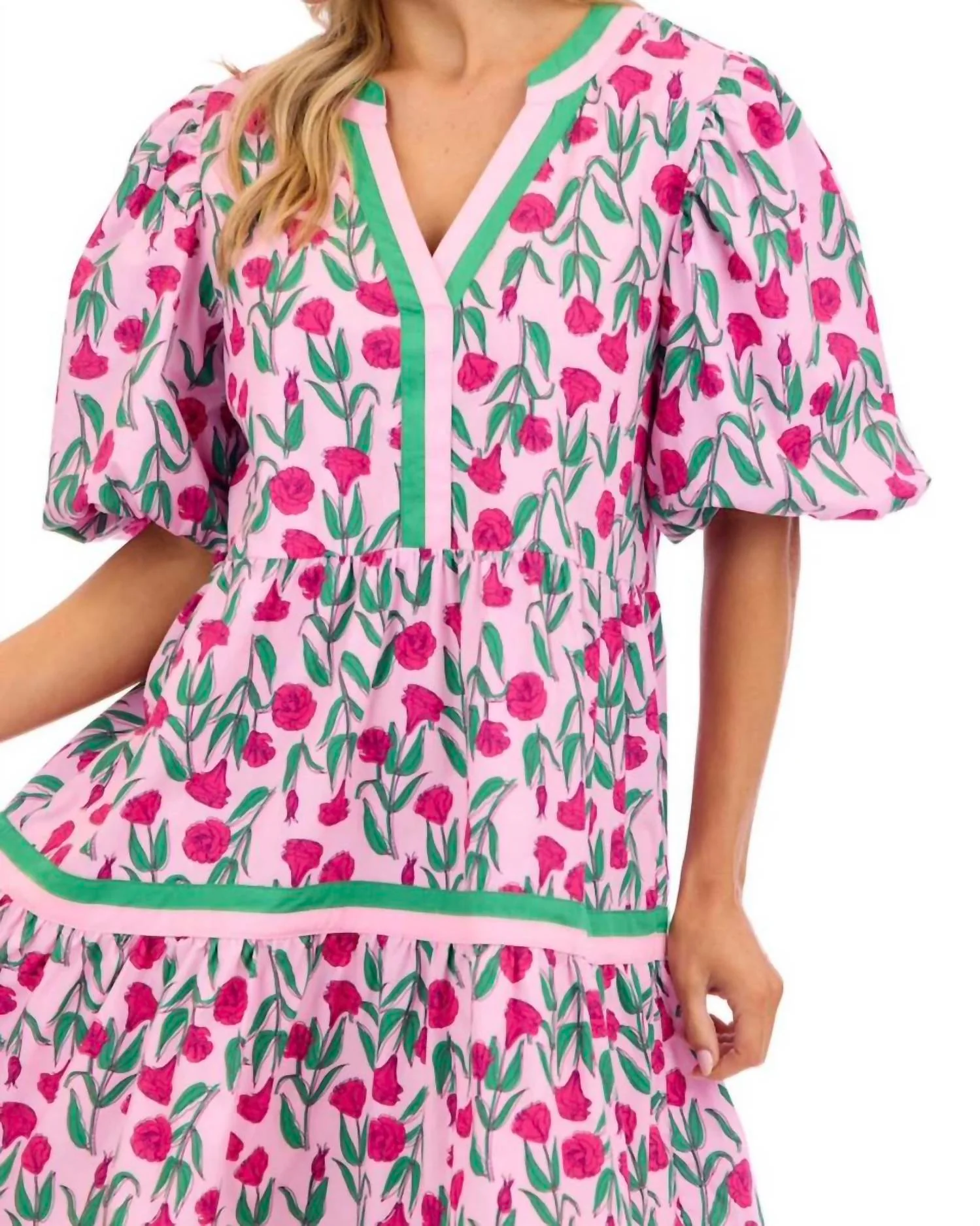Cody Balloon Sleeve Dress In Pink - Image 3
