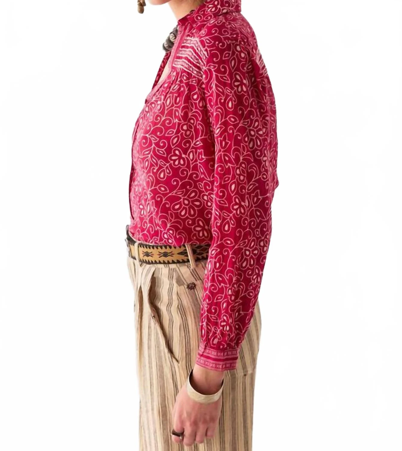 Cohen Long Sleeve Shirt In Chilli - Image 3