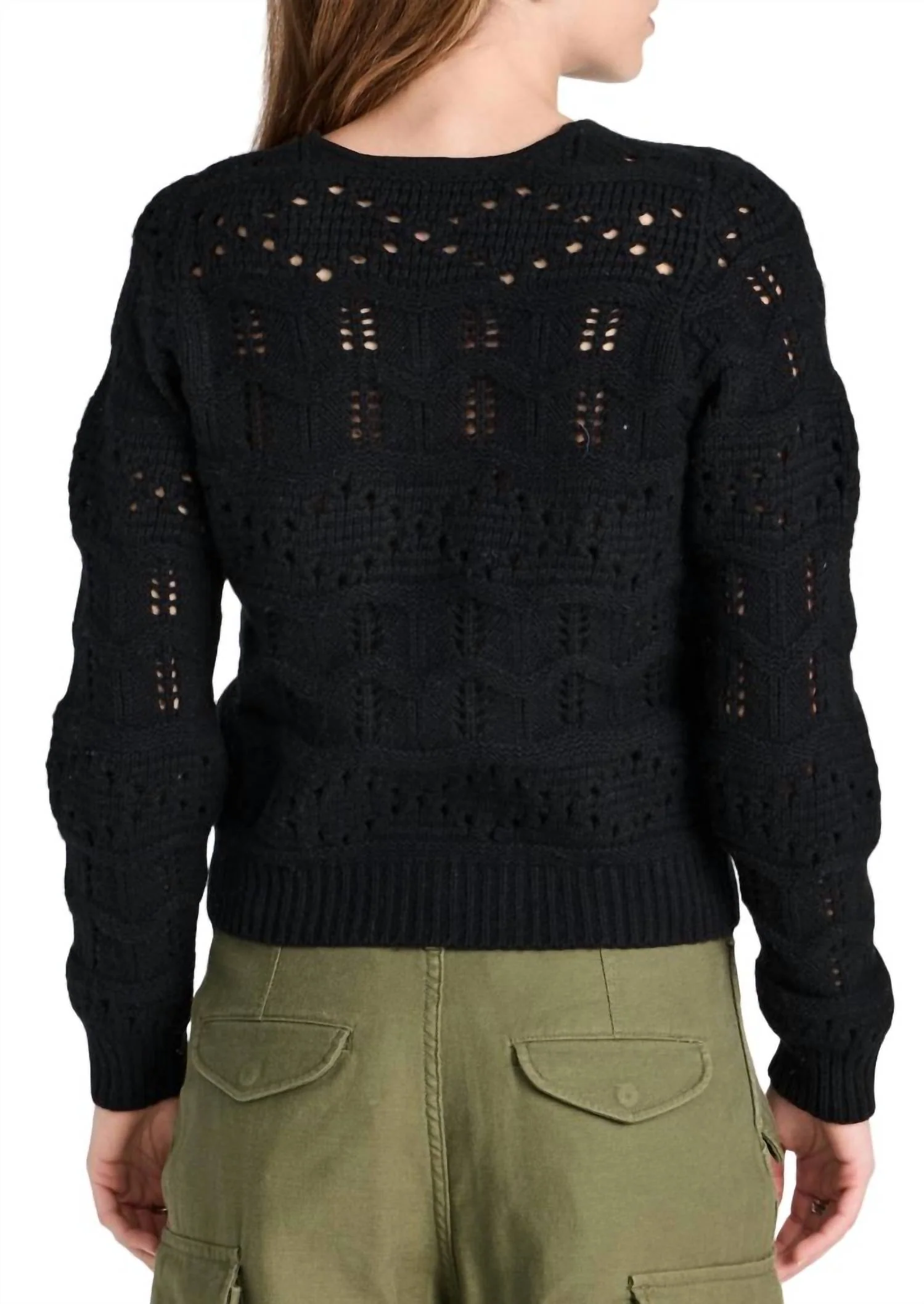 Cole Cable Knit Cut Out Sweater In Black - Image 3