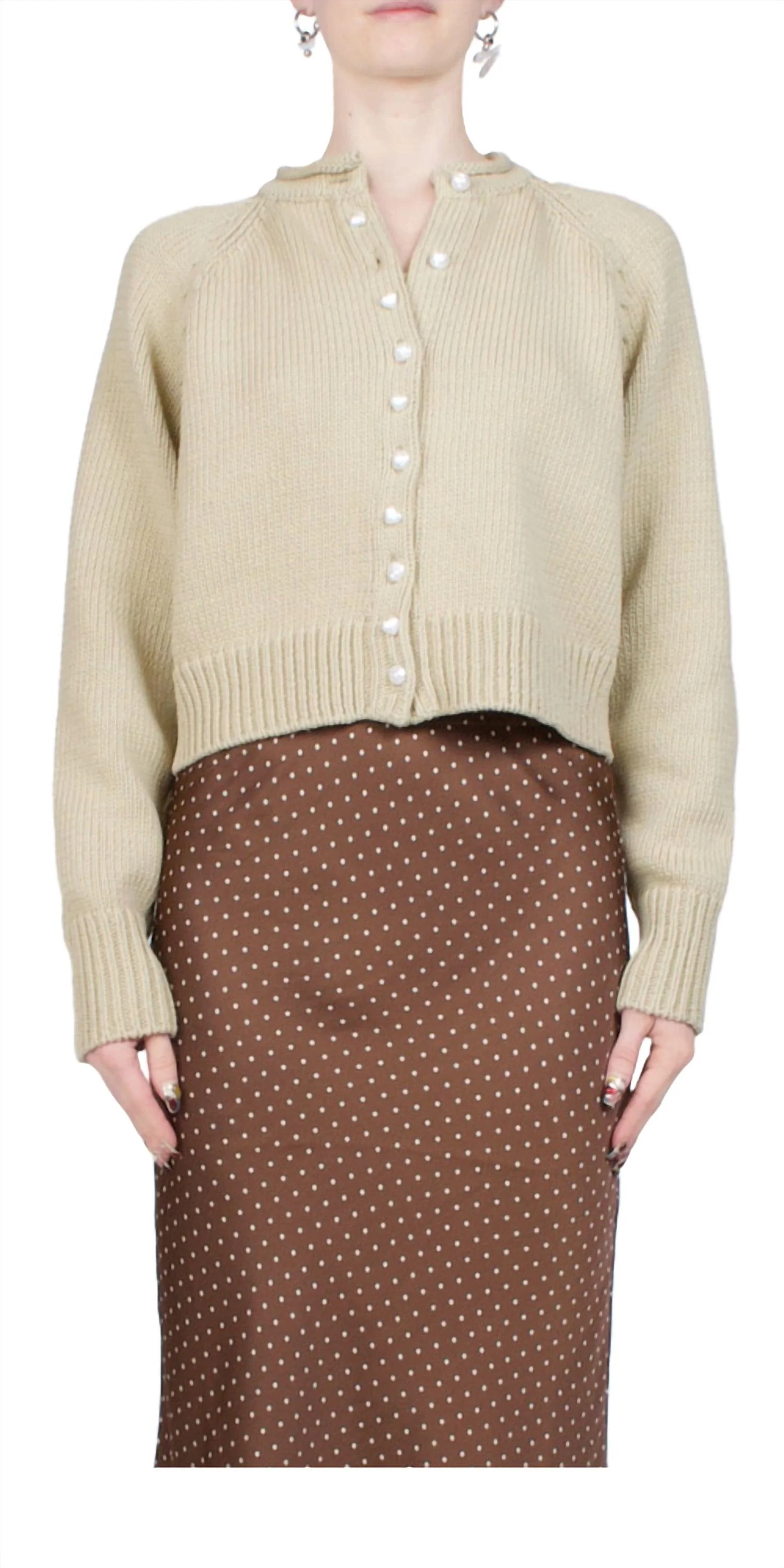 Coletti Cardigan In Khaki