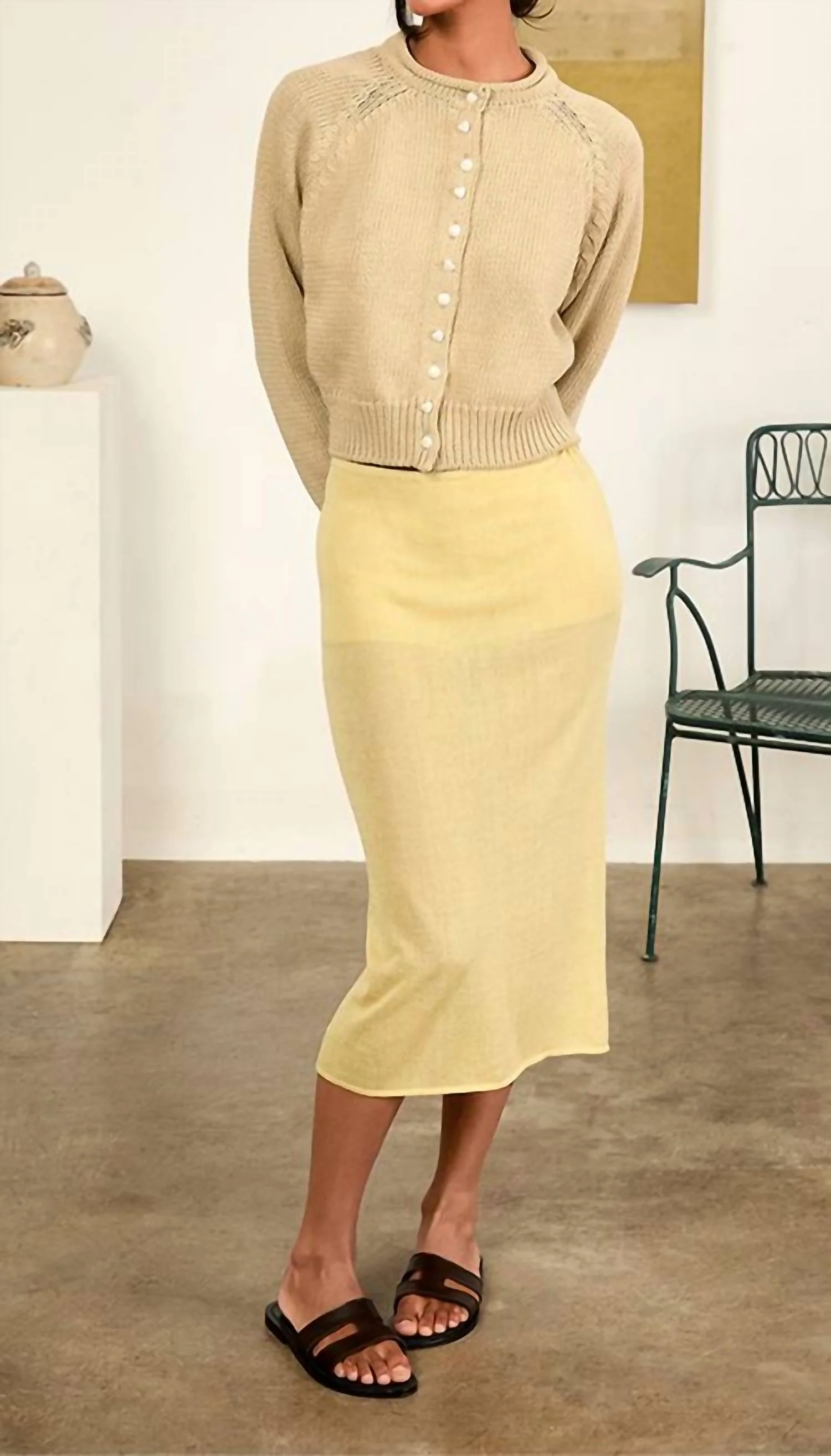 Coletti Cardigan In Khaki - Image 5