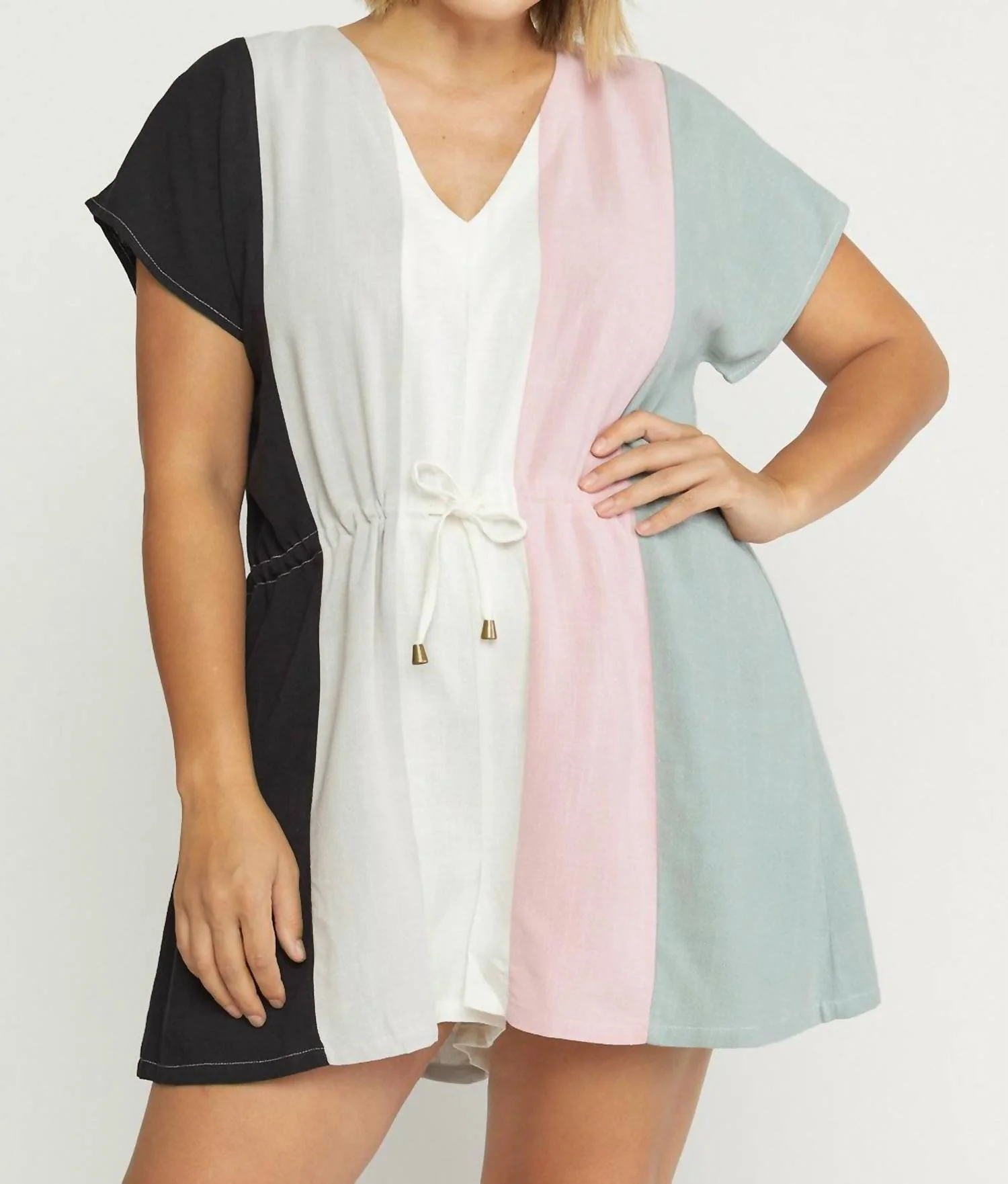 Color Block Romper In Black