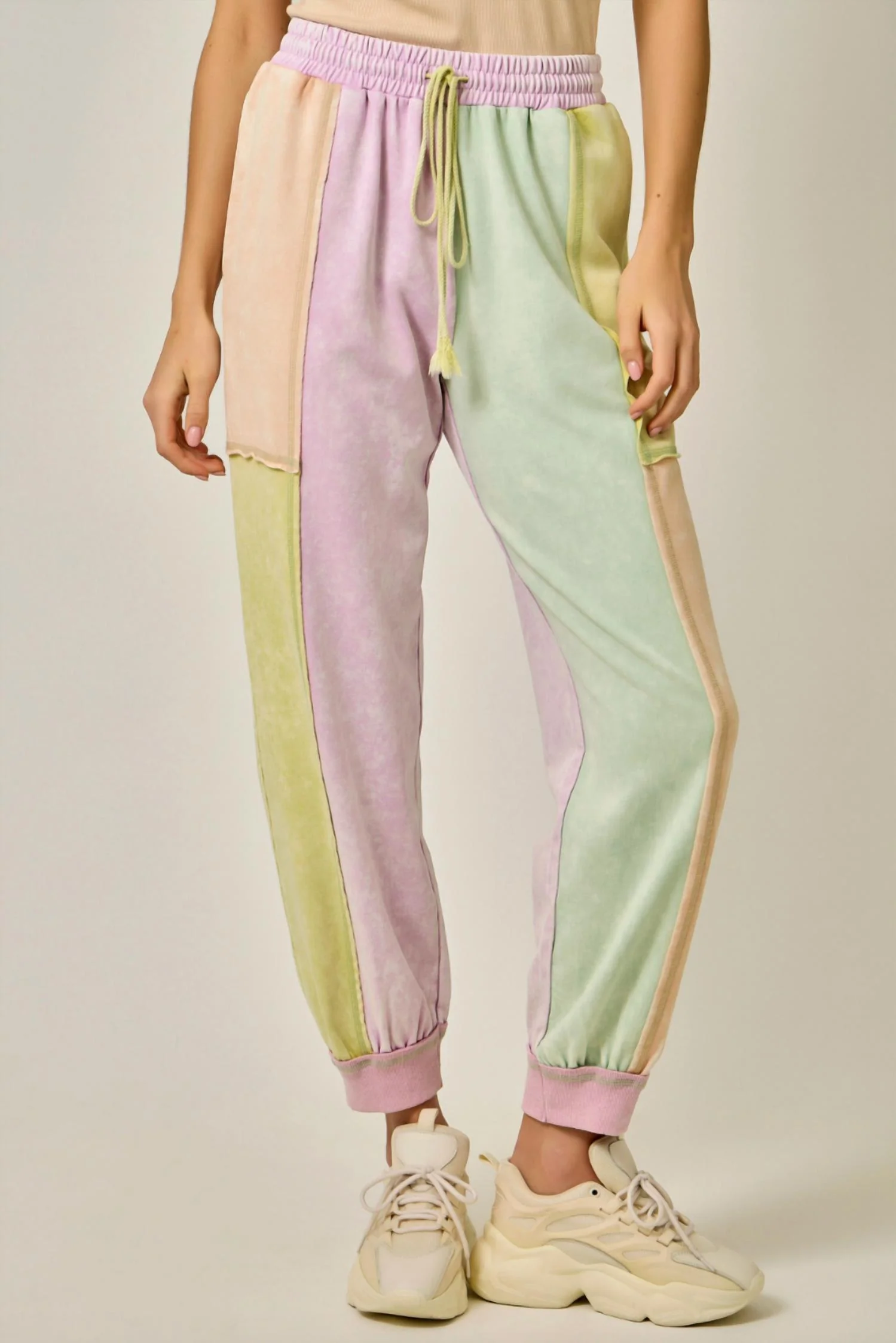 Color Block Sweatpants In Pastel