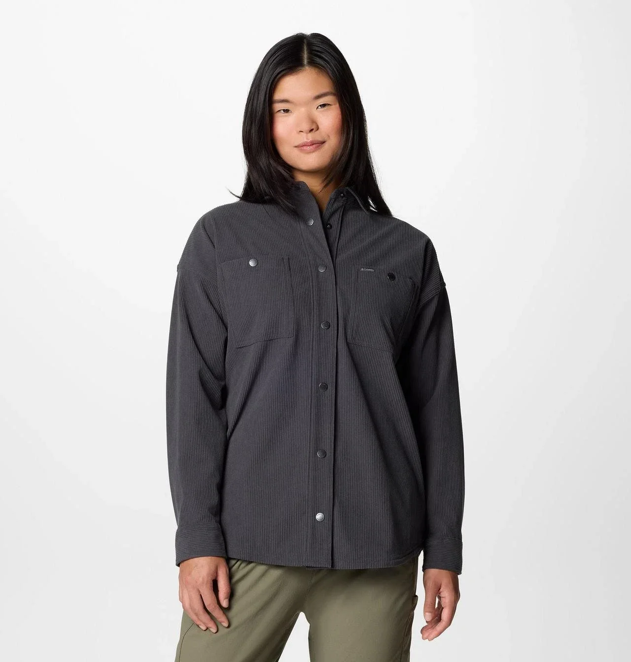 Columbia Blue Point Creek Shirt Jacket Women Shark Corduroy Button Front JAX1009 - Image 2