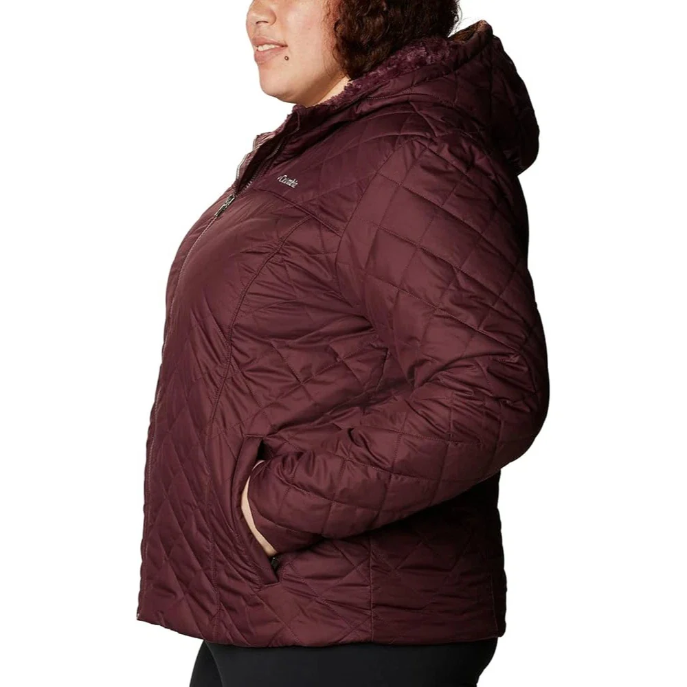 Columbia Copper Crest Quilted Jacket Women's Maroon Hooded Full Zip JAX844 - Image 3