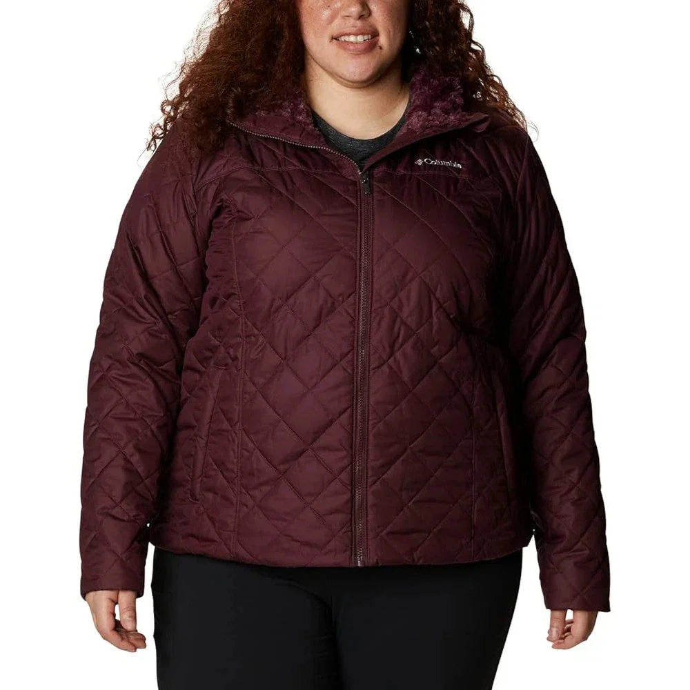 Columbia Copper Crest Quilted Jacket Women's Maroon Hooded Full Zip JAX844 - Image 4