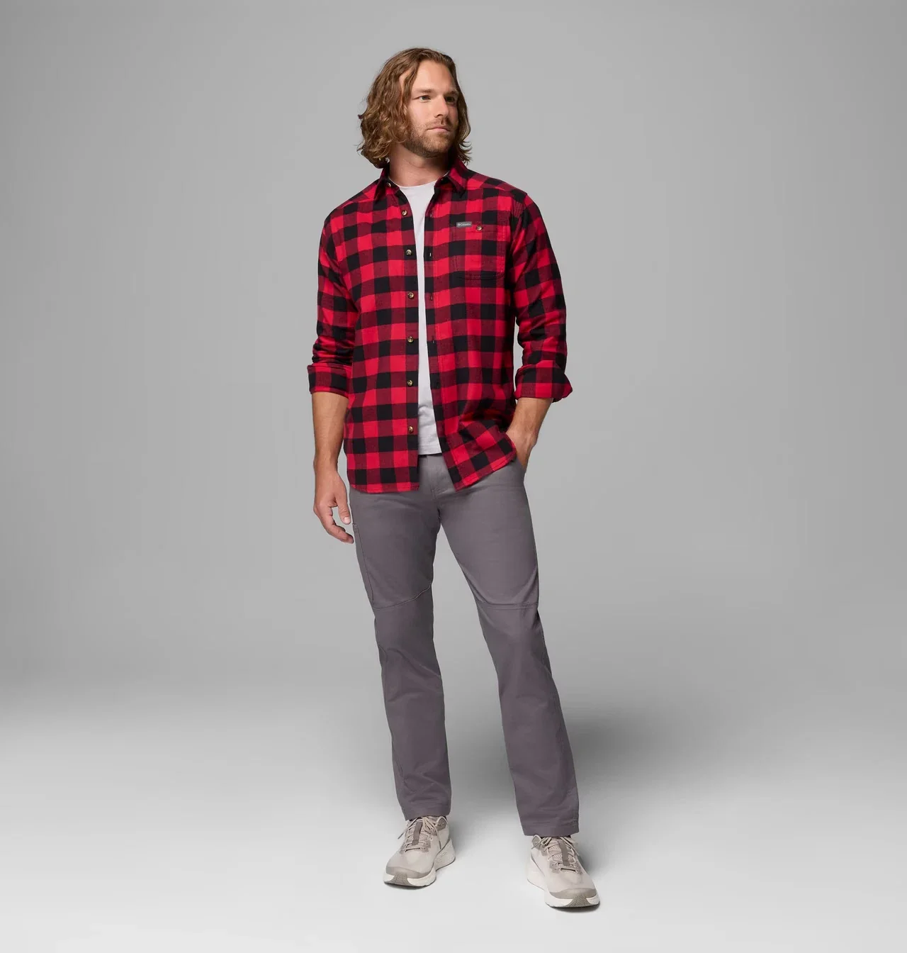 Columbia Cornell Woods Shirt Men's Red Check Flannel Long Sleeve KFC368 - Image 2