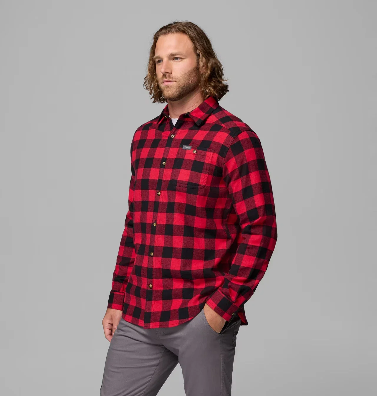 Columbia Cornell Woods Shirt Men's Red Check Flannel Long Sleeve KFC368 - Image 4