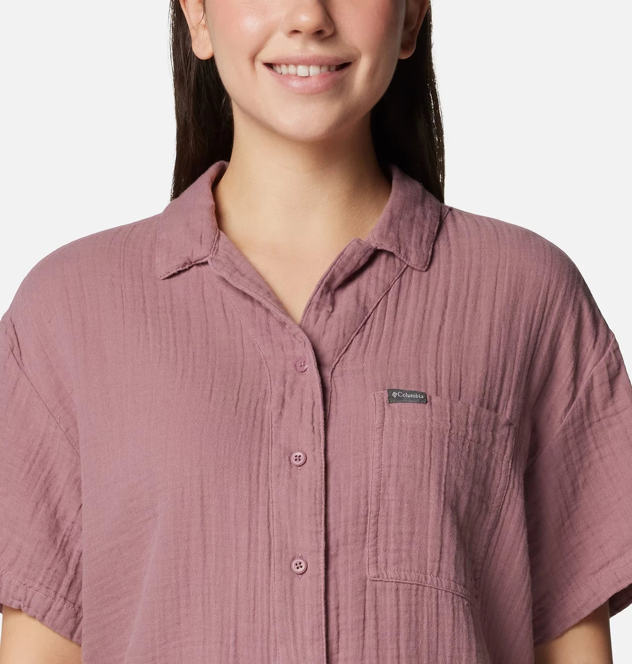 Columbia Holly Hideaway Shirt Women's Purple 100% Cotton Button Up KFC358 - Image 4