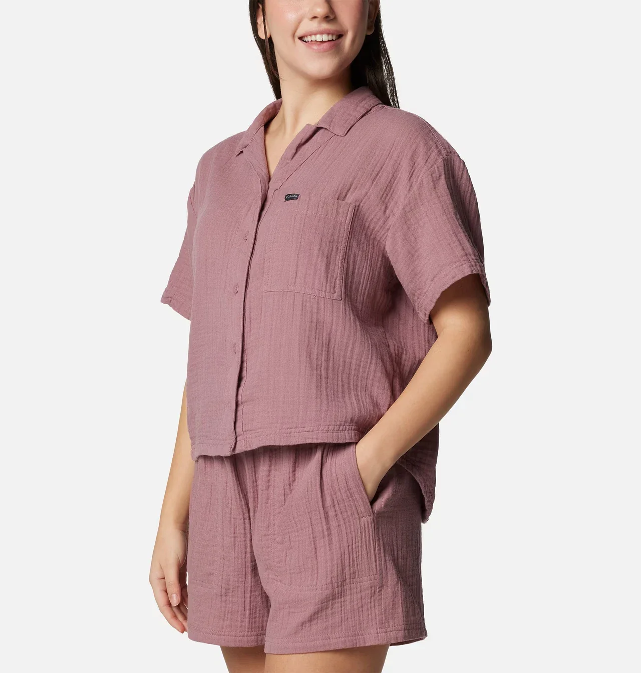 Columbia Holly Hideaway Shirt Women's Purple 100% Cotton Button Up KFC358 - Image 5