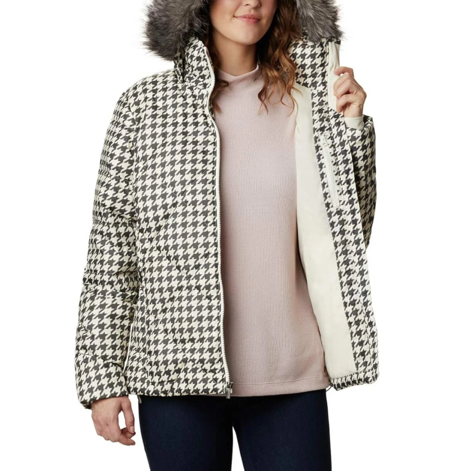 Columbia ICY Heights II Down Jacket Women's White Hooded Full Zip KFC478 - Image 2