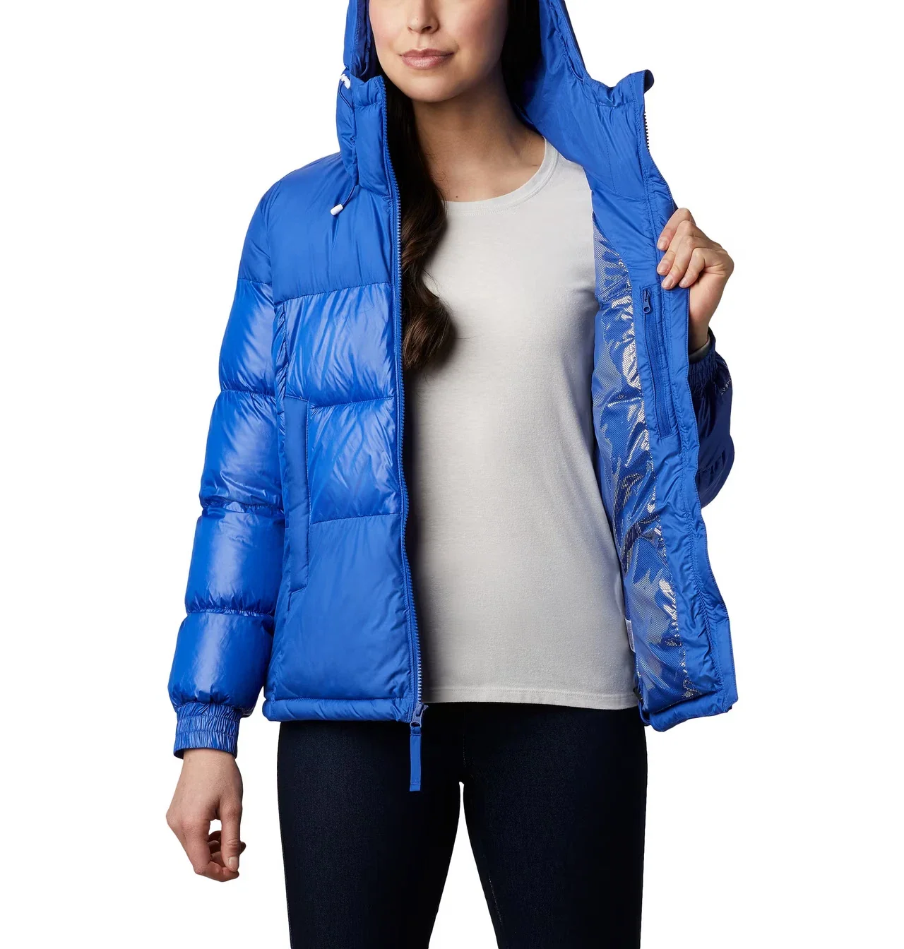 Columbia Pike Lake II Puffer Jacket Women's Blue Insulated Hooded GN - Image 5