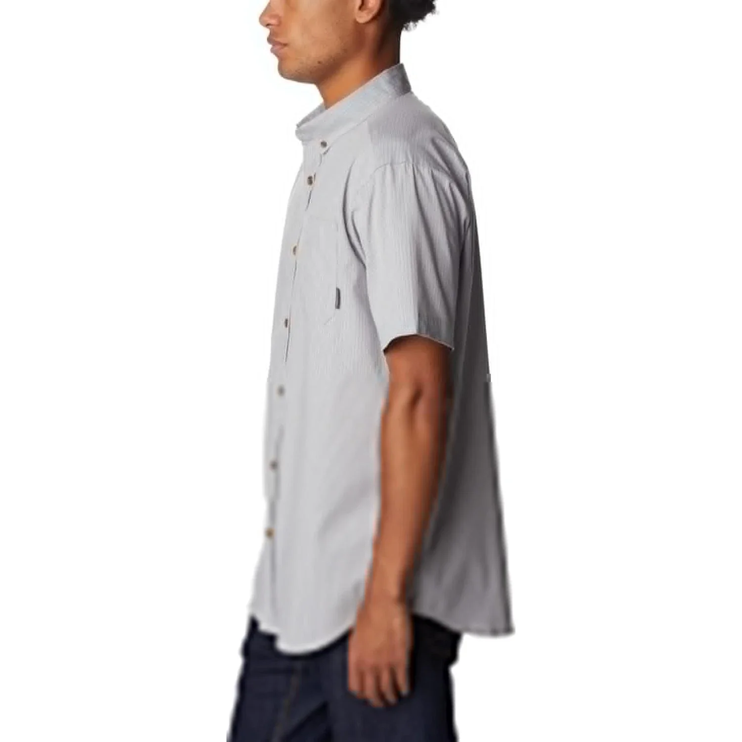 Columbia Rapid Rivers Shirt Mens Gray Pinstripe Short Sleeve Button-Down FROG267 - Image 3