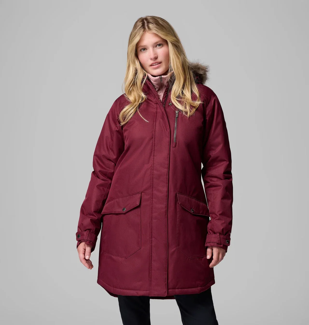 Columbia Suttle Mountain Parka Jacket Women's Rich Wine Insulated JZZ1317