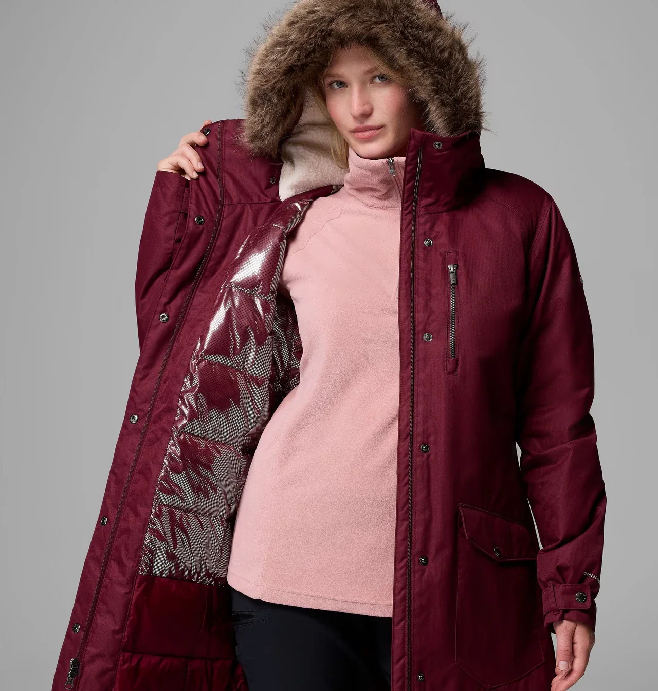 Columbia Suttle Mountain Parka Jacket Women's Rich Wine Insulated JZZ1317 - Image 5