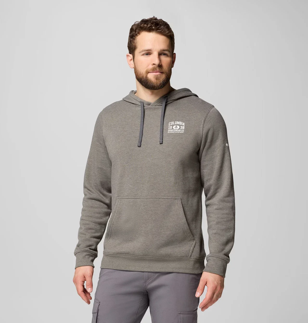 Columbia Trek Hoodie Men Charcoal Graphic Kangaroo Pocket Pullover JAX1108