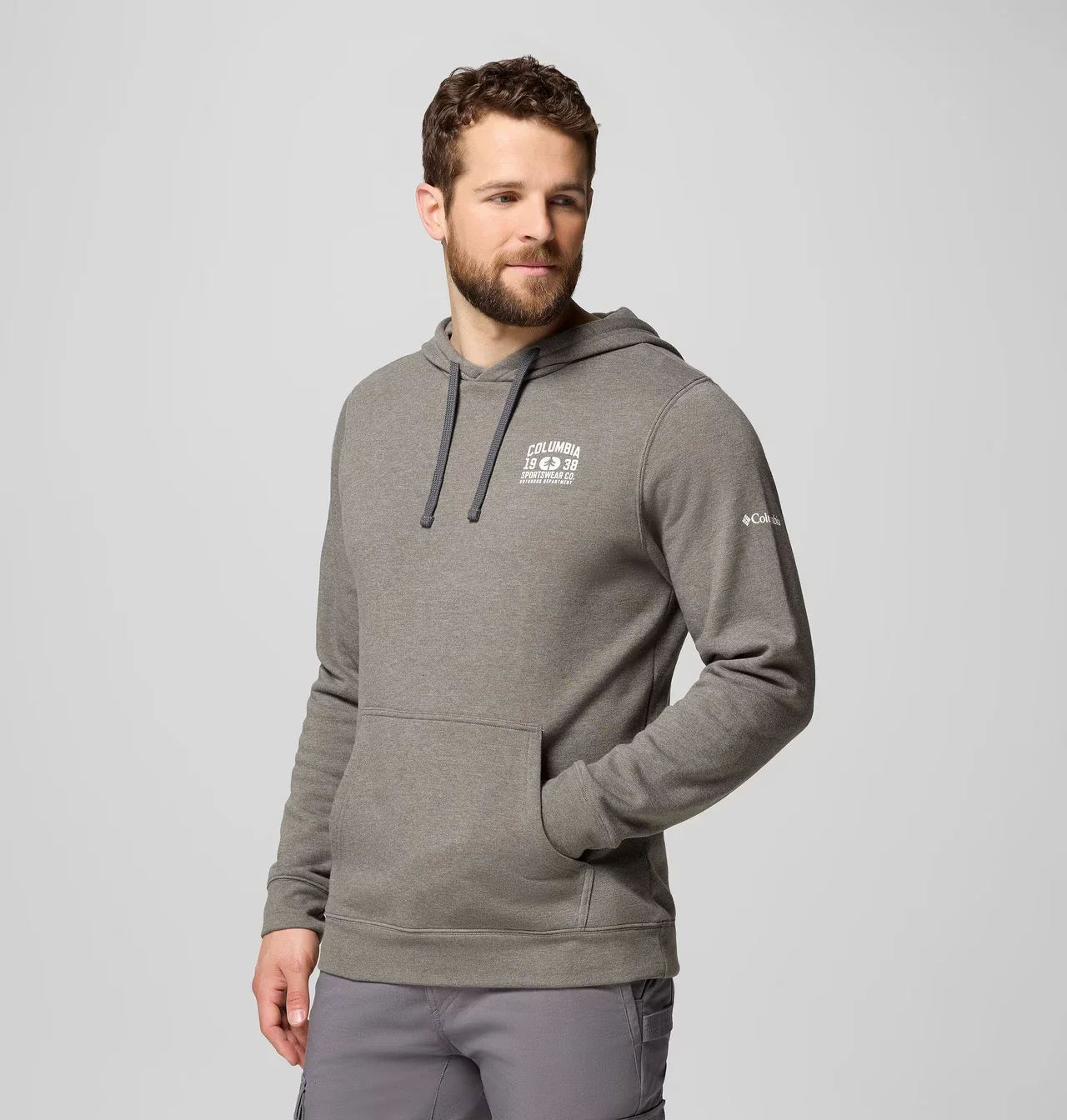 Columbia Trek Hoodie Men Charcoal Graphic Kangaroo Pocket Pullover JAX1108 - Image 4