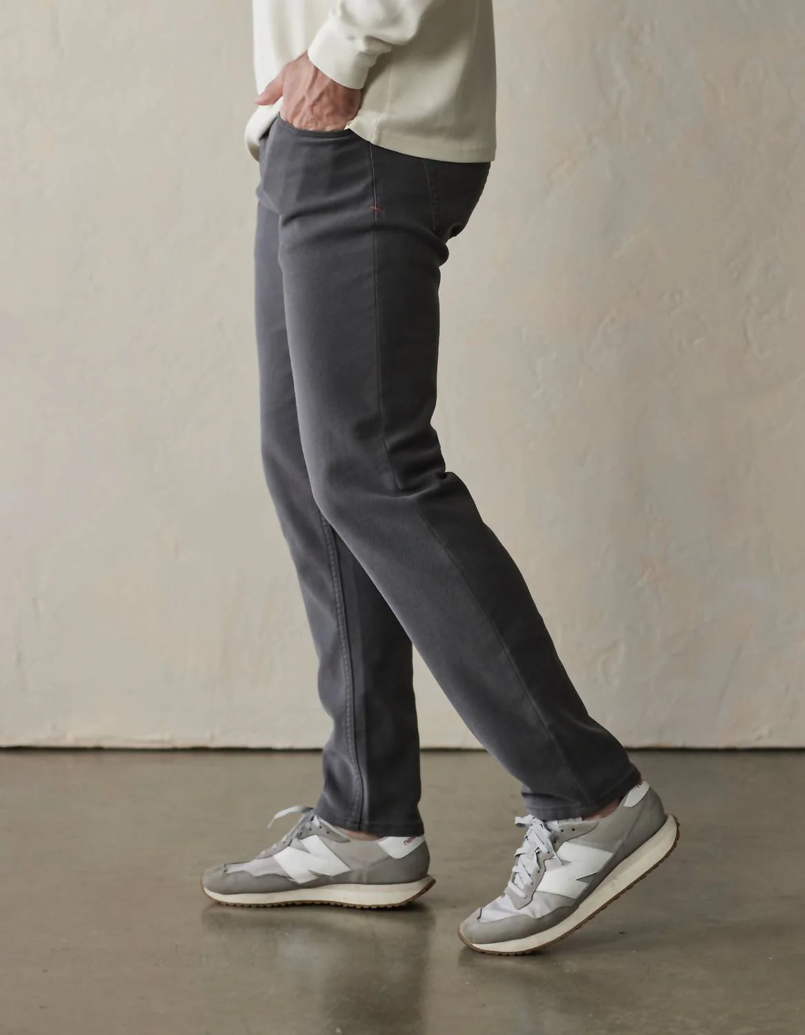Comfort Slim Terry Pants In Steel - Image 3