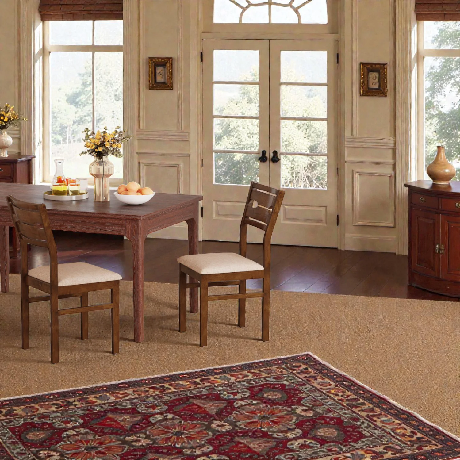 Comfortable Padded Dining Chairs with Sturdy Rubber Wood Construction