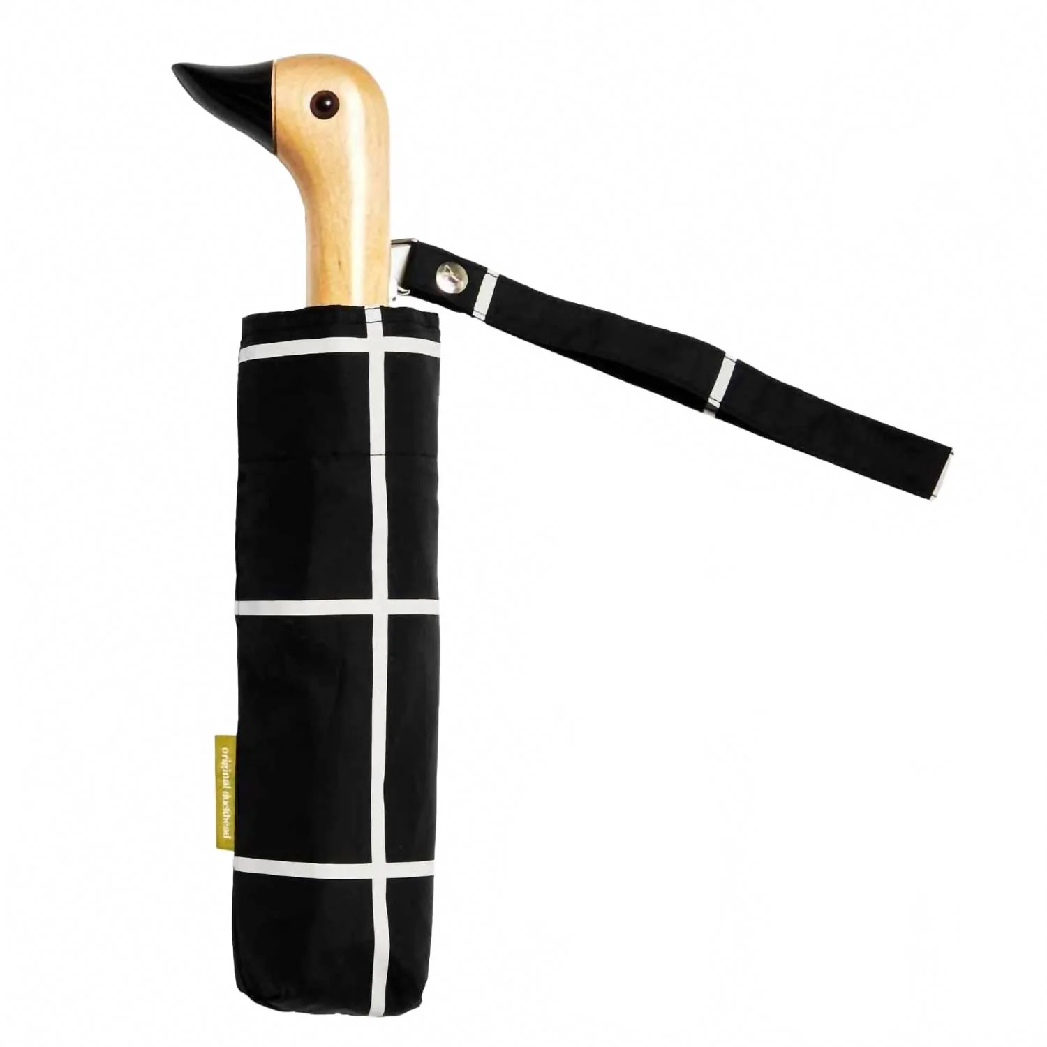 Compact Eco-Friendly Umbrella In Black Grid