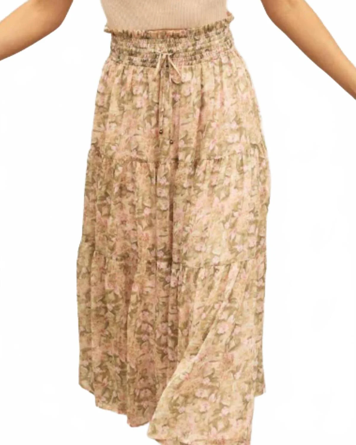 Connie Midi Skirt In Beige Multi - Image 2
