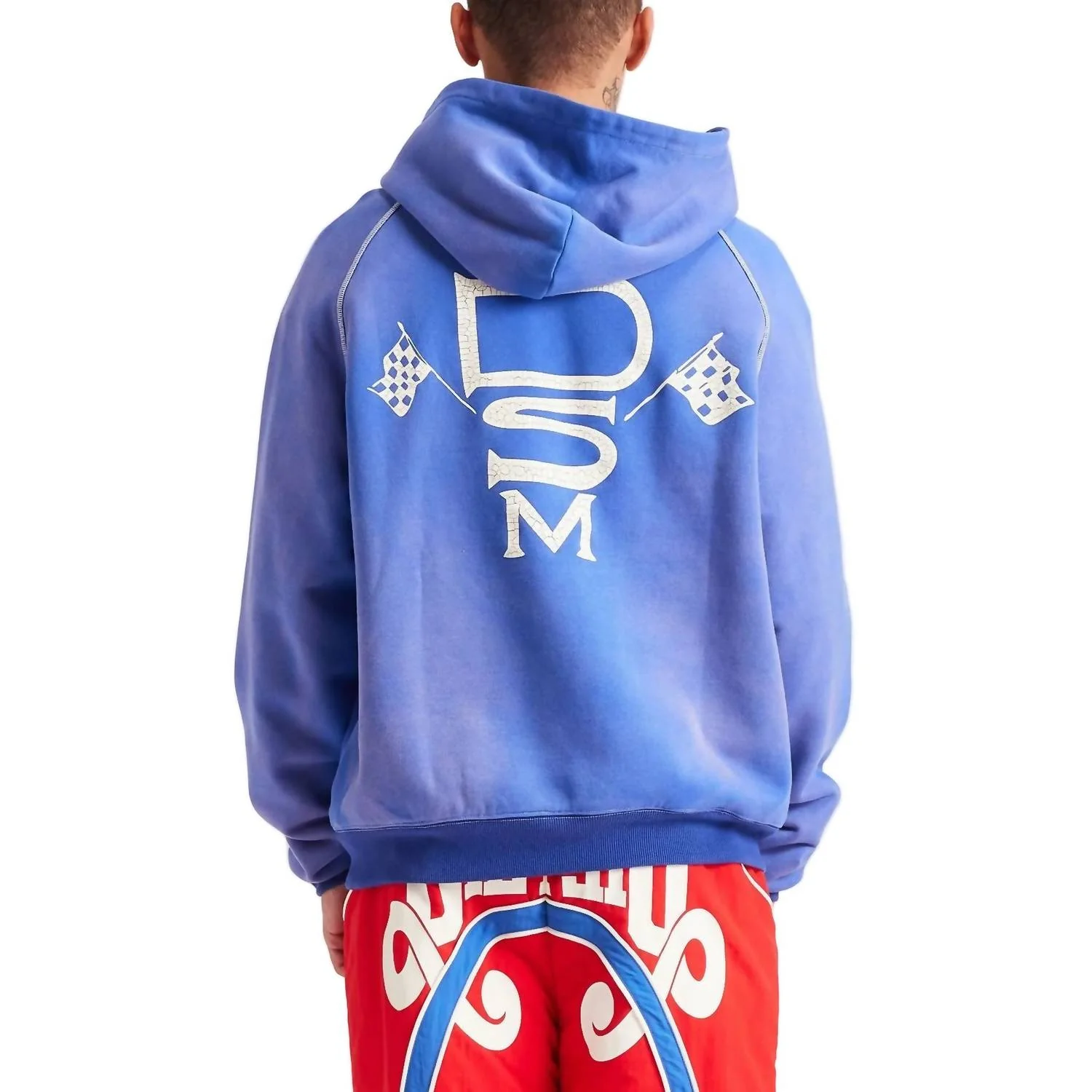 Contrast Stitch Hoodie In Washed Blue - Image 2