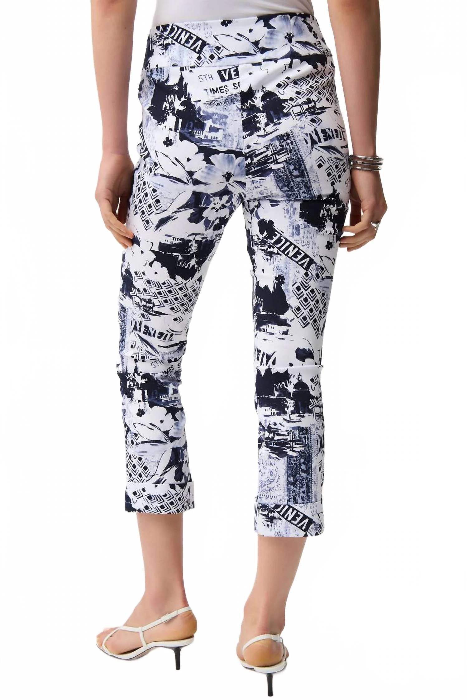 Conversational Print Crop Pull-On Pants In Blue/vanilla - Image 2