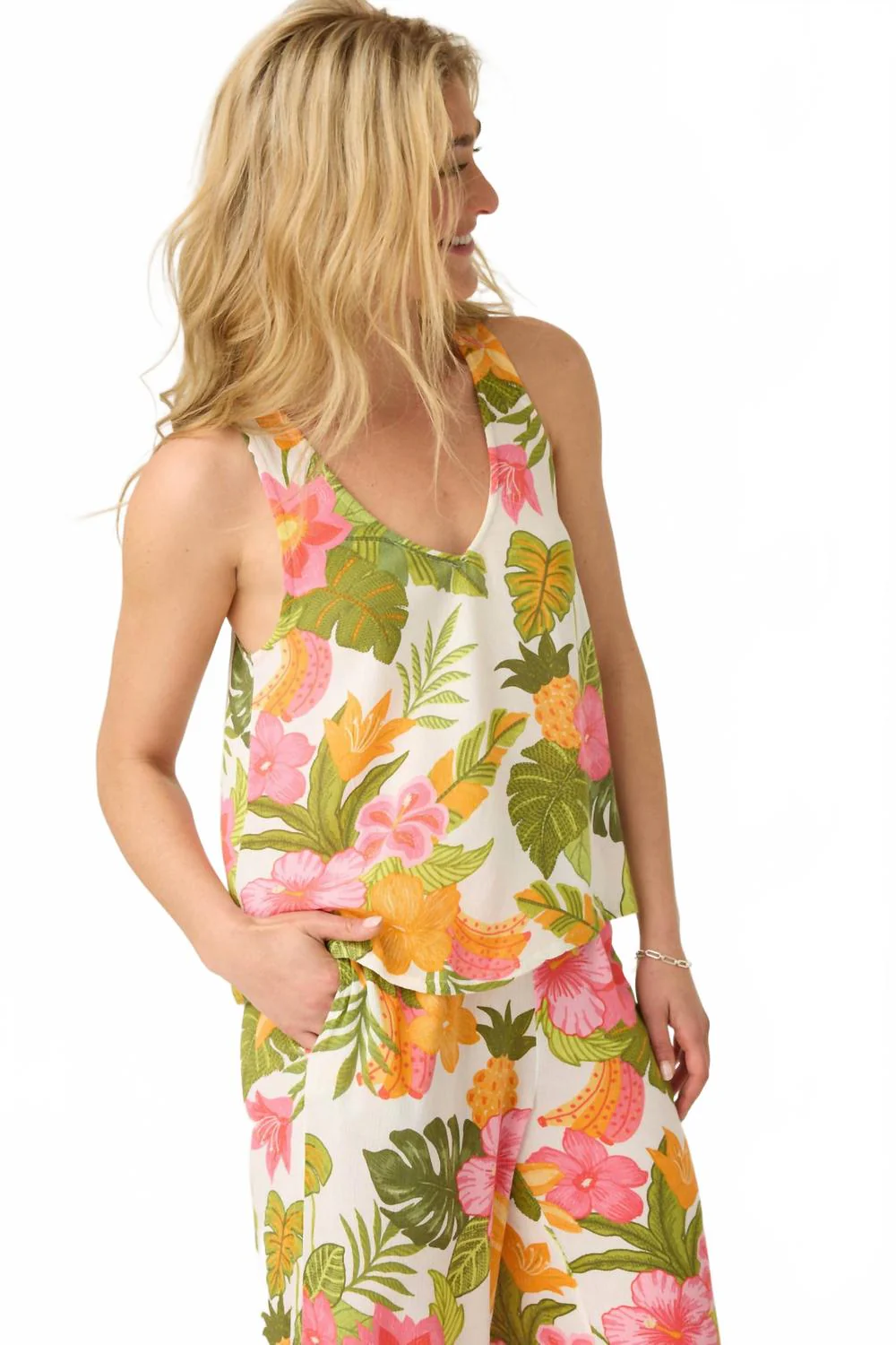 Copacabana Tank In Ivory Floral - Image 4