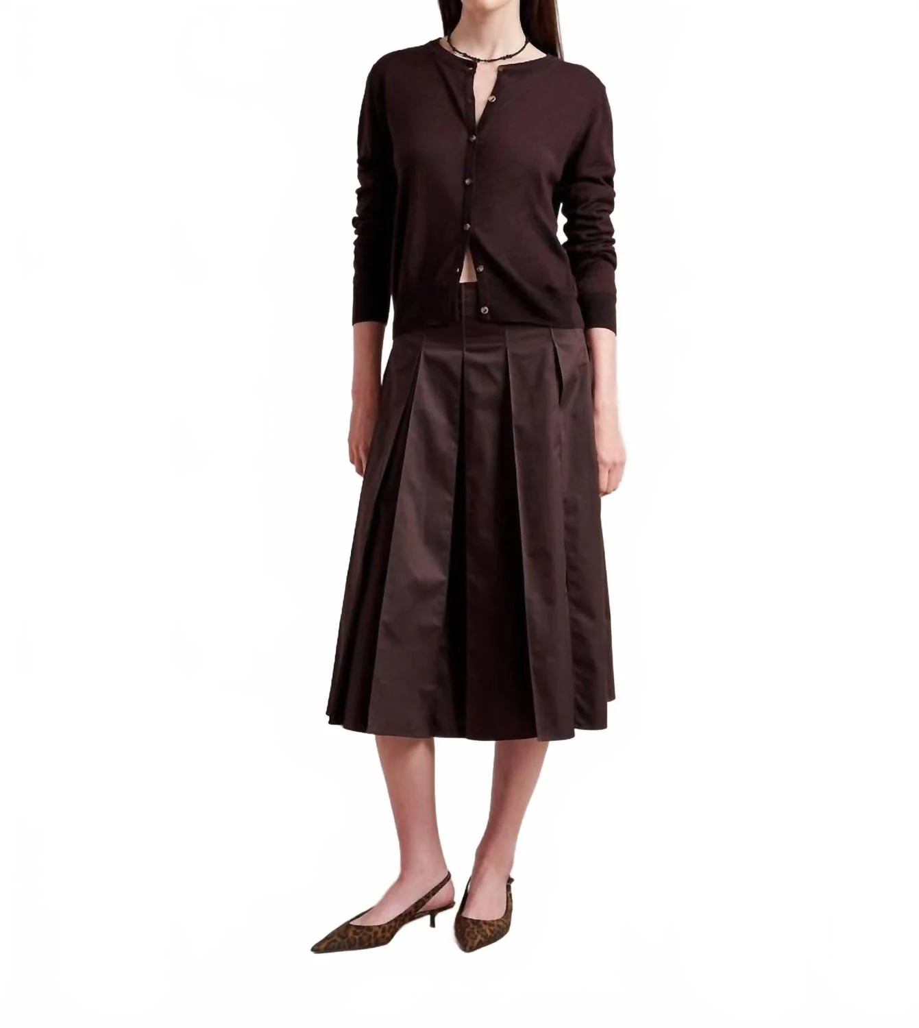 Cora Midi Skirt In Chocolate