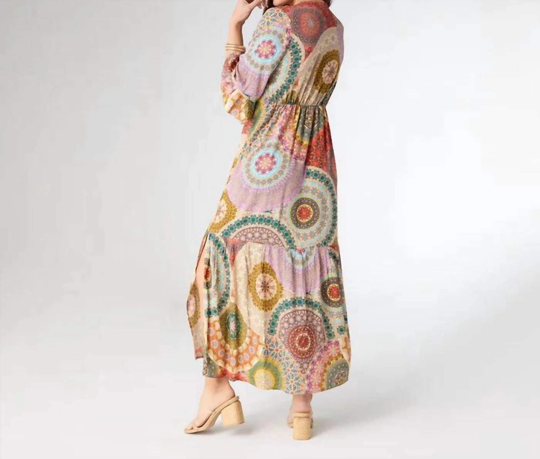 Cora V-Neck Maxi Dress In Multi - Image 3