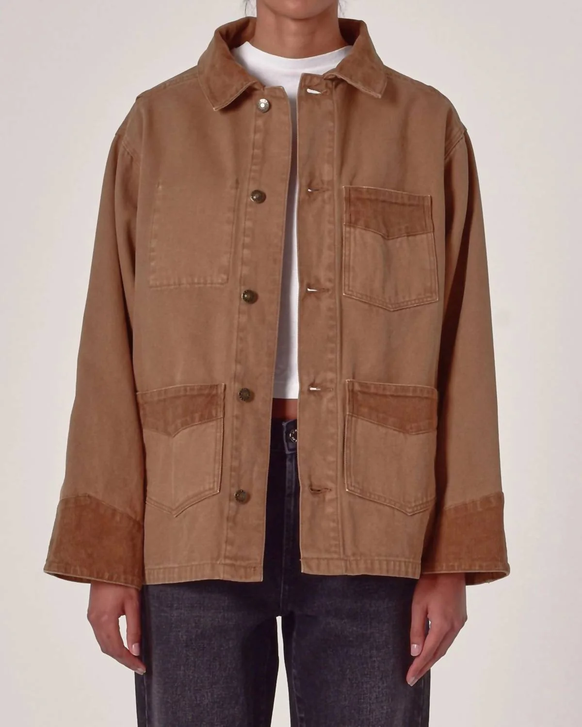 Corduroy Barn Jacket In Washed Cocoa
