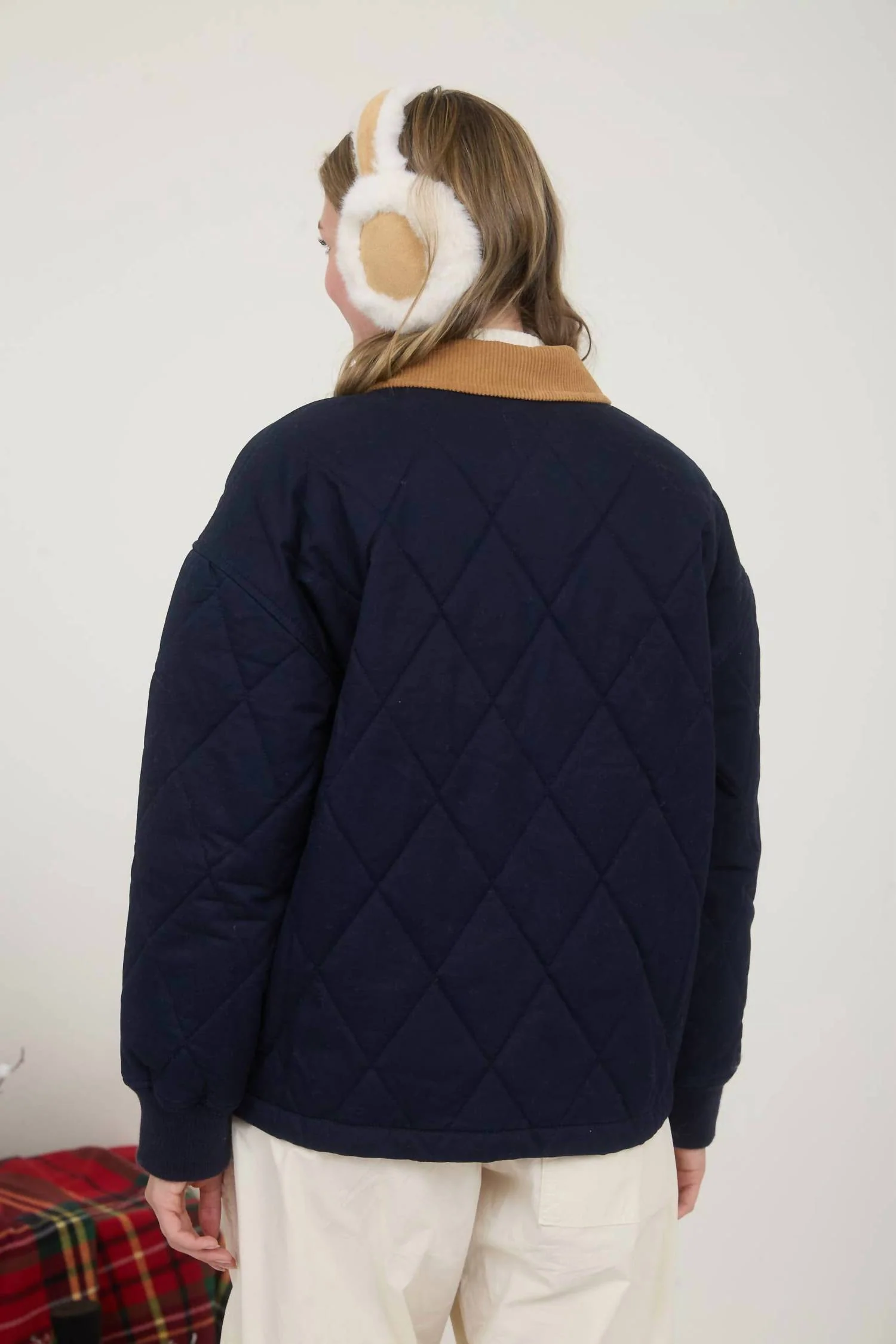Corduroy Collar Barn Jacket In Navy - Image 2