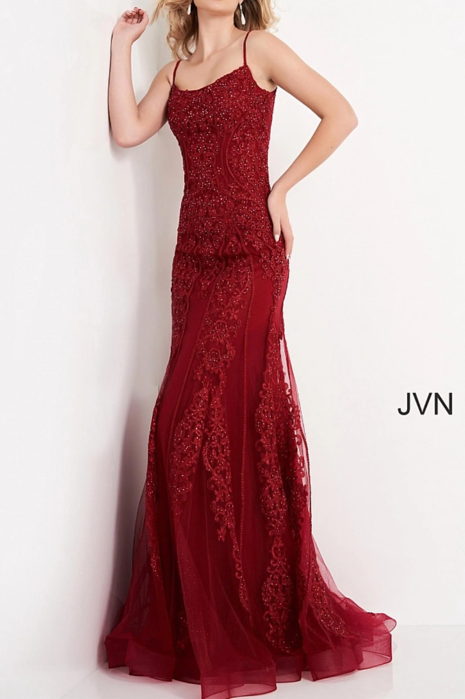 Corset Evening Gown In Wine