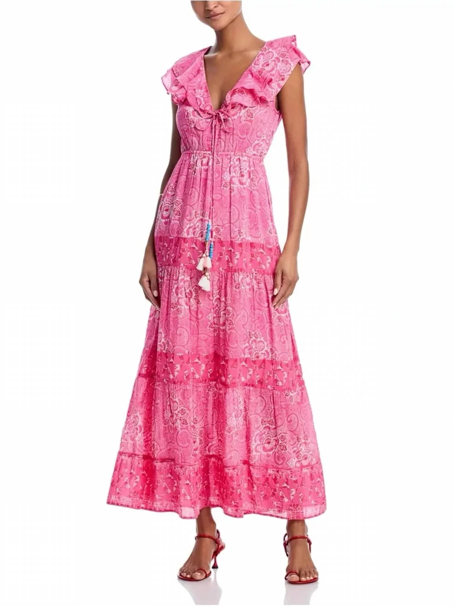 Cotton Blend Tie Dress In Pink - Image 2