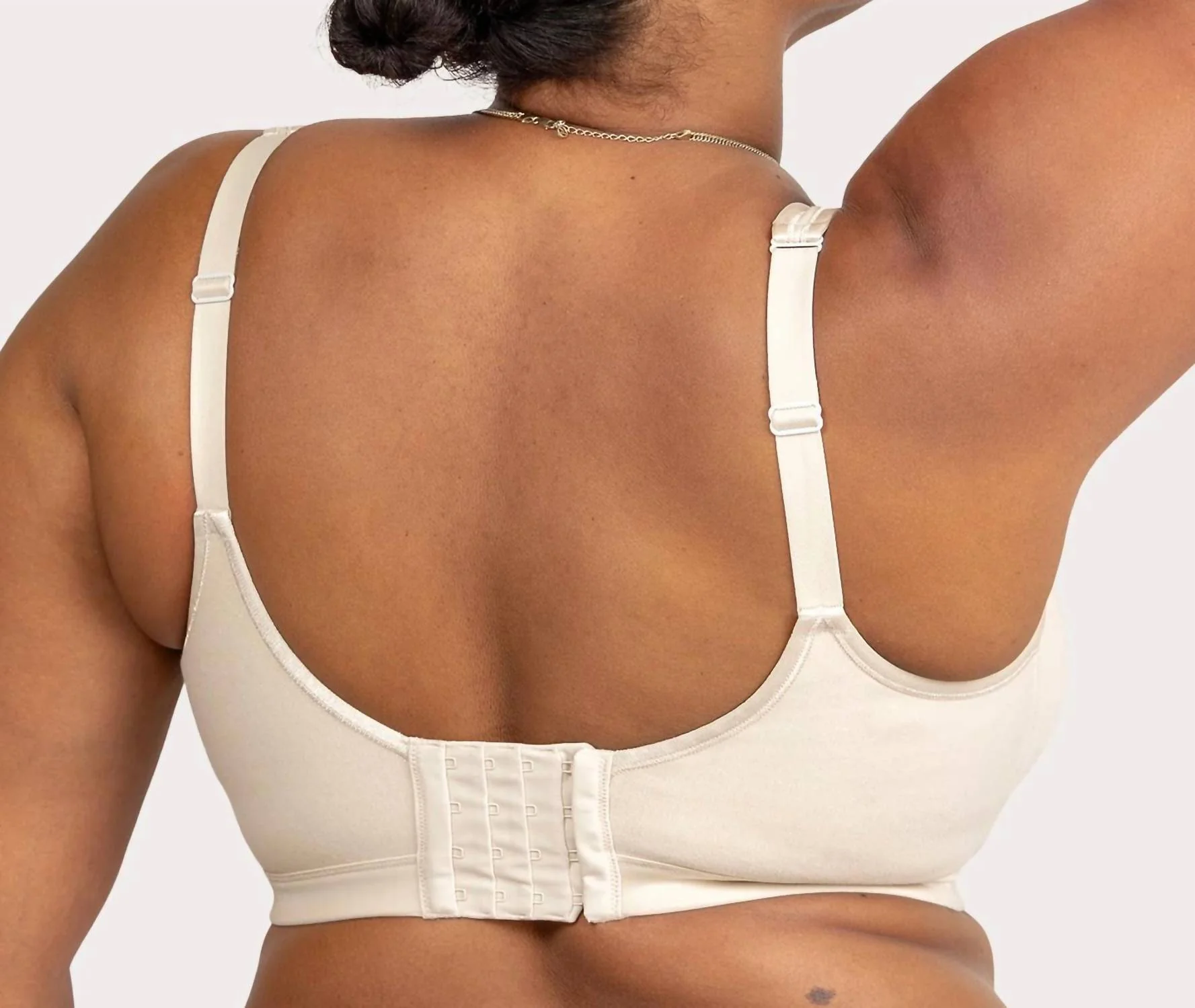 Cotton Luxe Front And Back Close Wireless Bra In Natural - Image 4