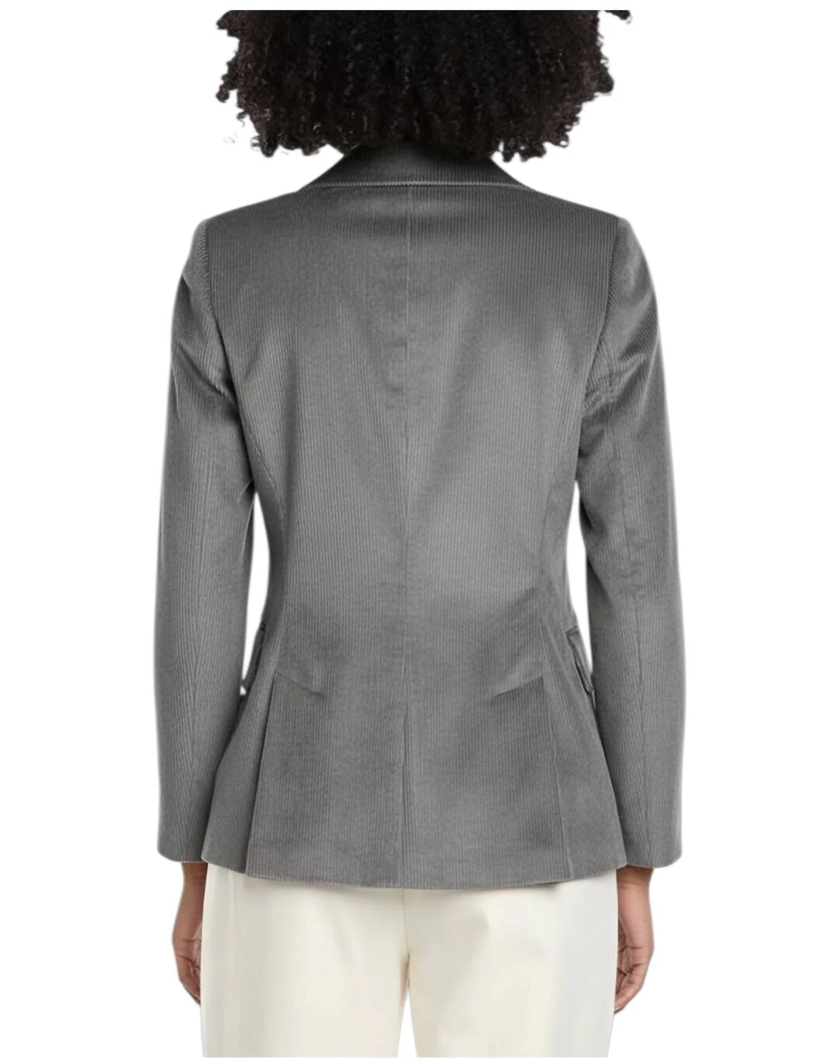 Courduroy Long Sleeve Blazer In Grey - Image 2