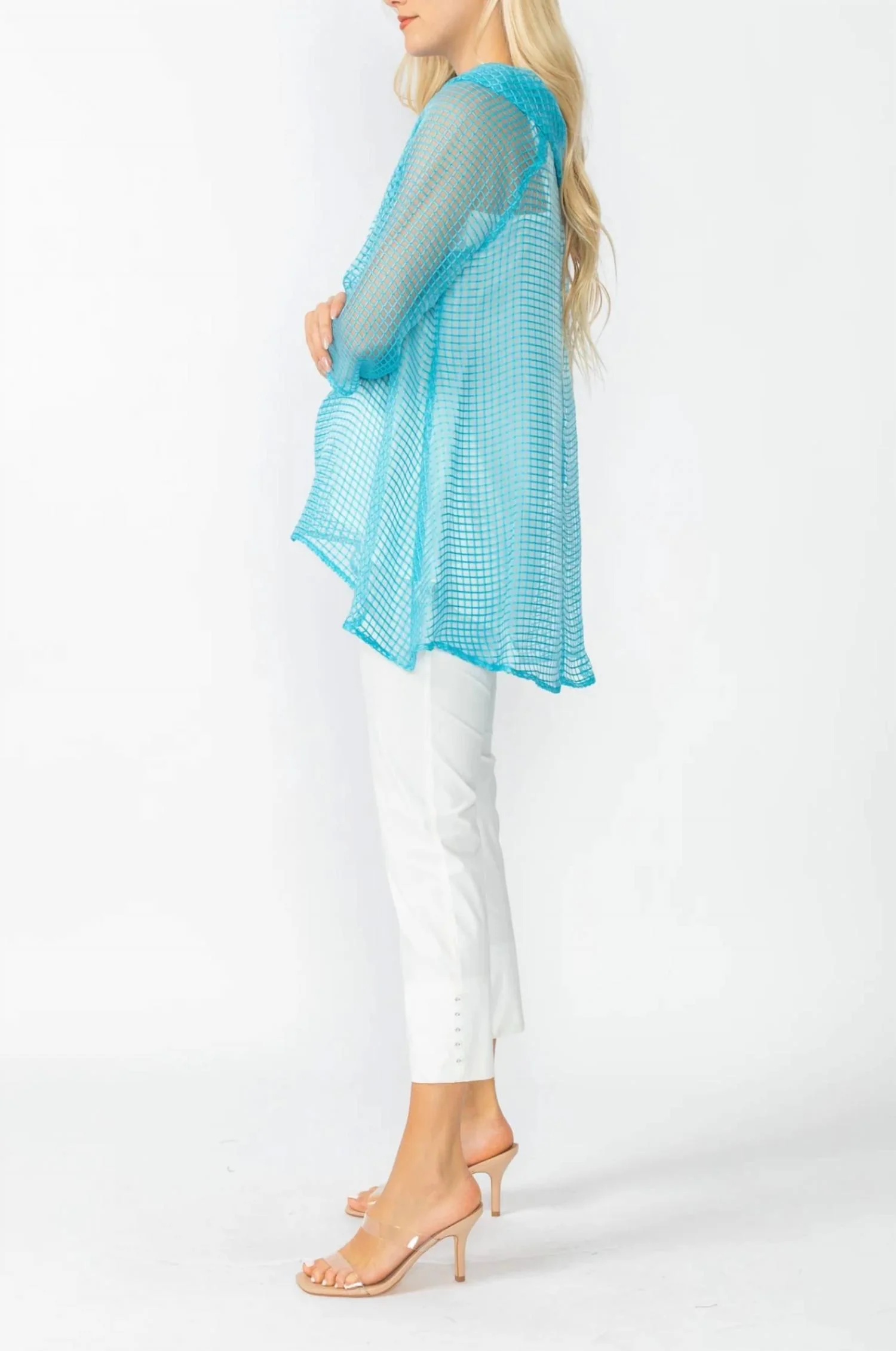 Cowl Neck Tunic Top In Turquoise - Image 2